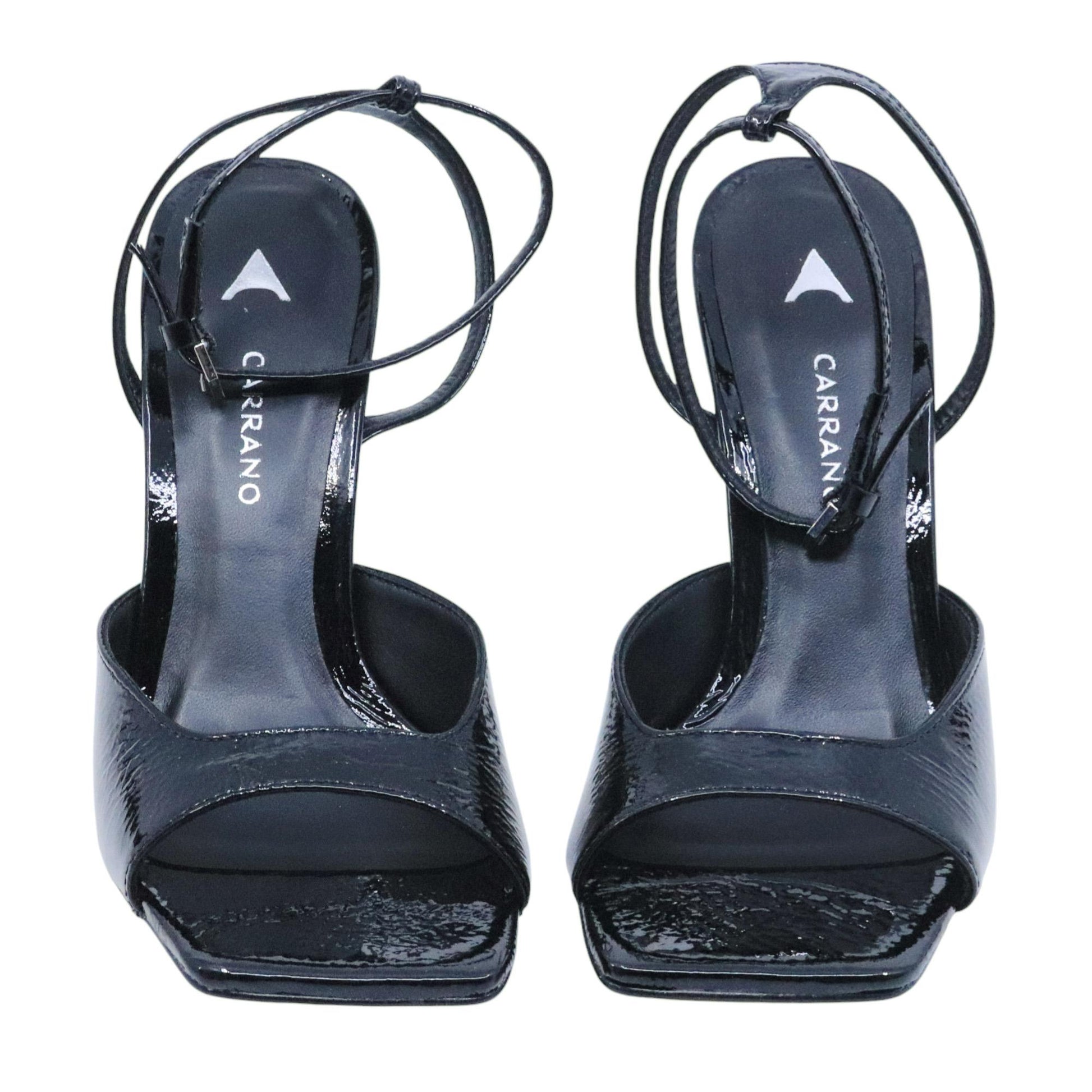 Sandalo con tacco Carrano 274075 in pelle vernice nera 