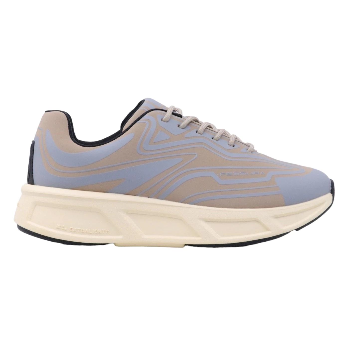 Sneaker donna Fessura Runflex #02 in nabuk sabbia e ice 