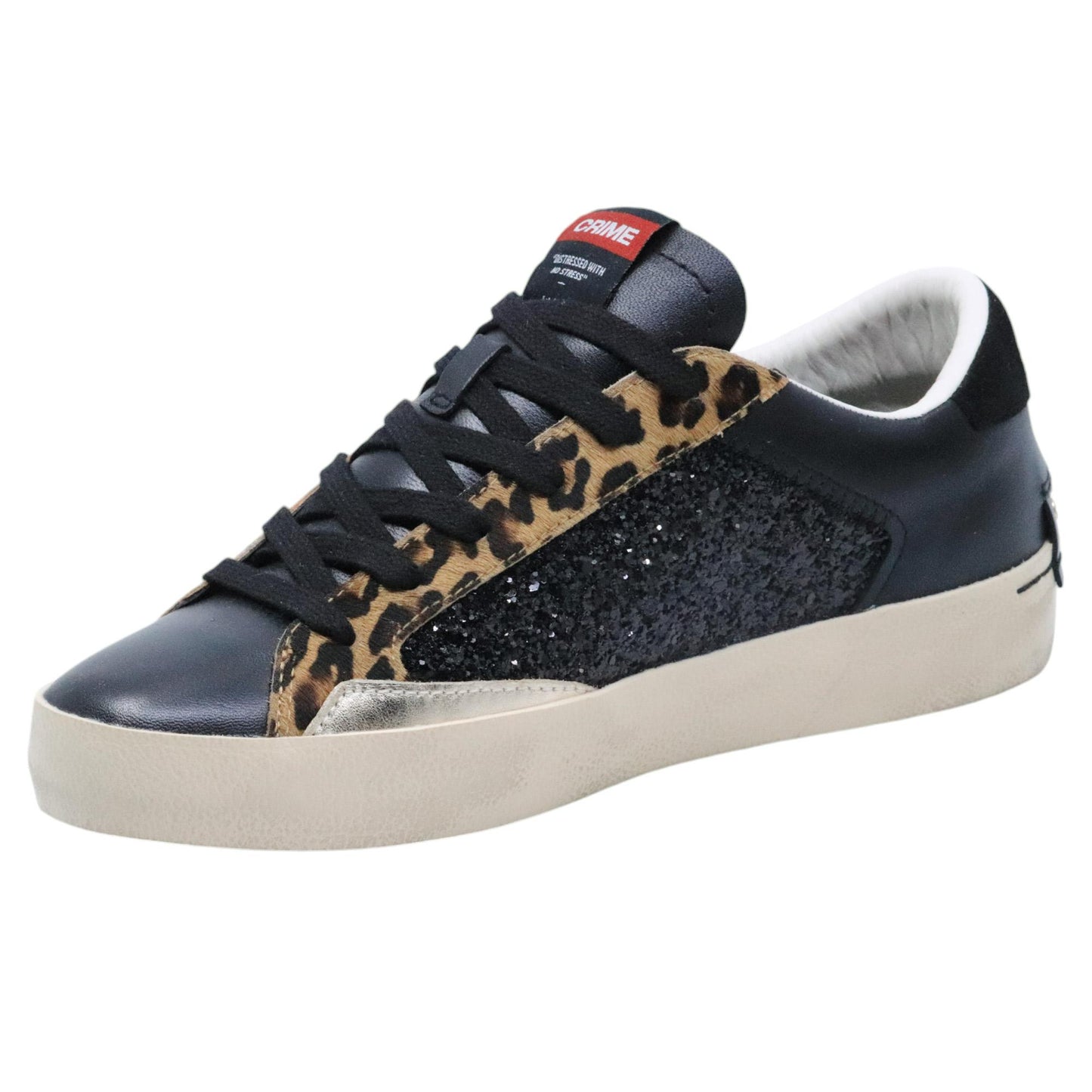 Crime London Distressed 28002 in pelle nera e glitter 