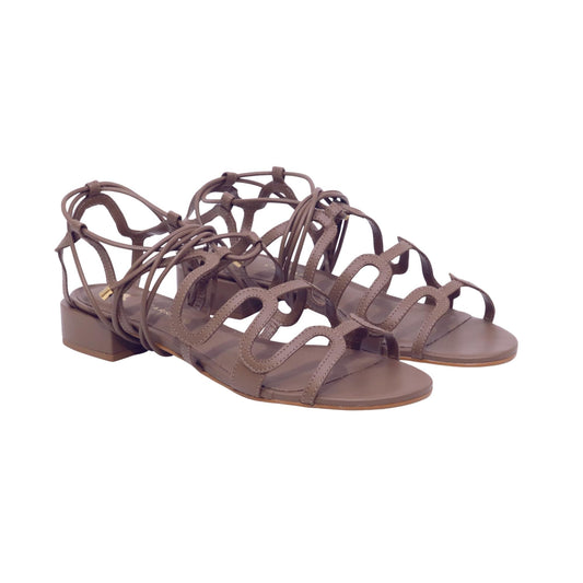 Carrano 355029 Vegetal sandalo basso donna in pelle mocha stile schiava 