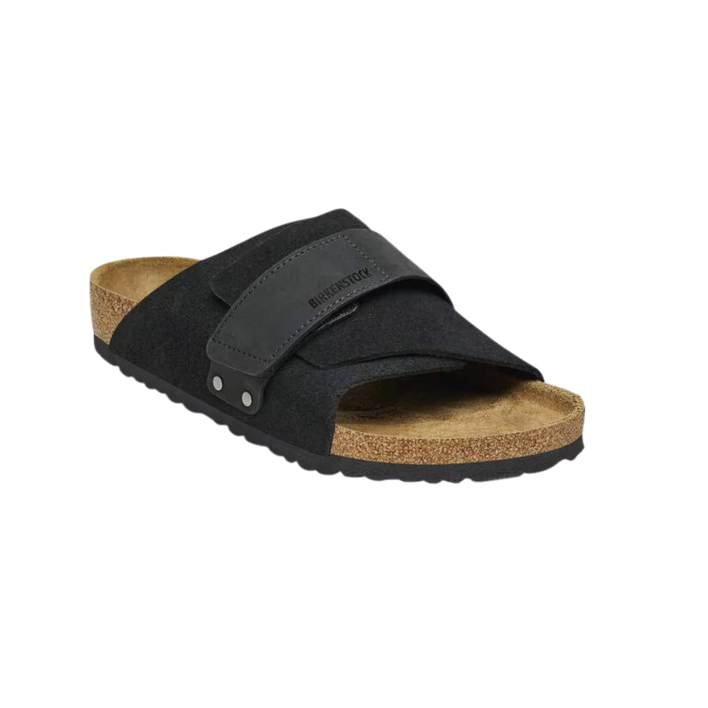 Birkenstock Kyoto Black sandalo uomo in nabuk e camoscio nero narrow fit 