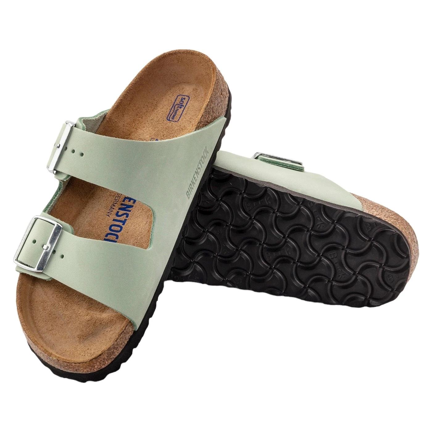 Birkenstock Arizona SFB Matcha Nubuck Leather sandalo verde chiaro Narrow Fit 