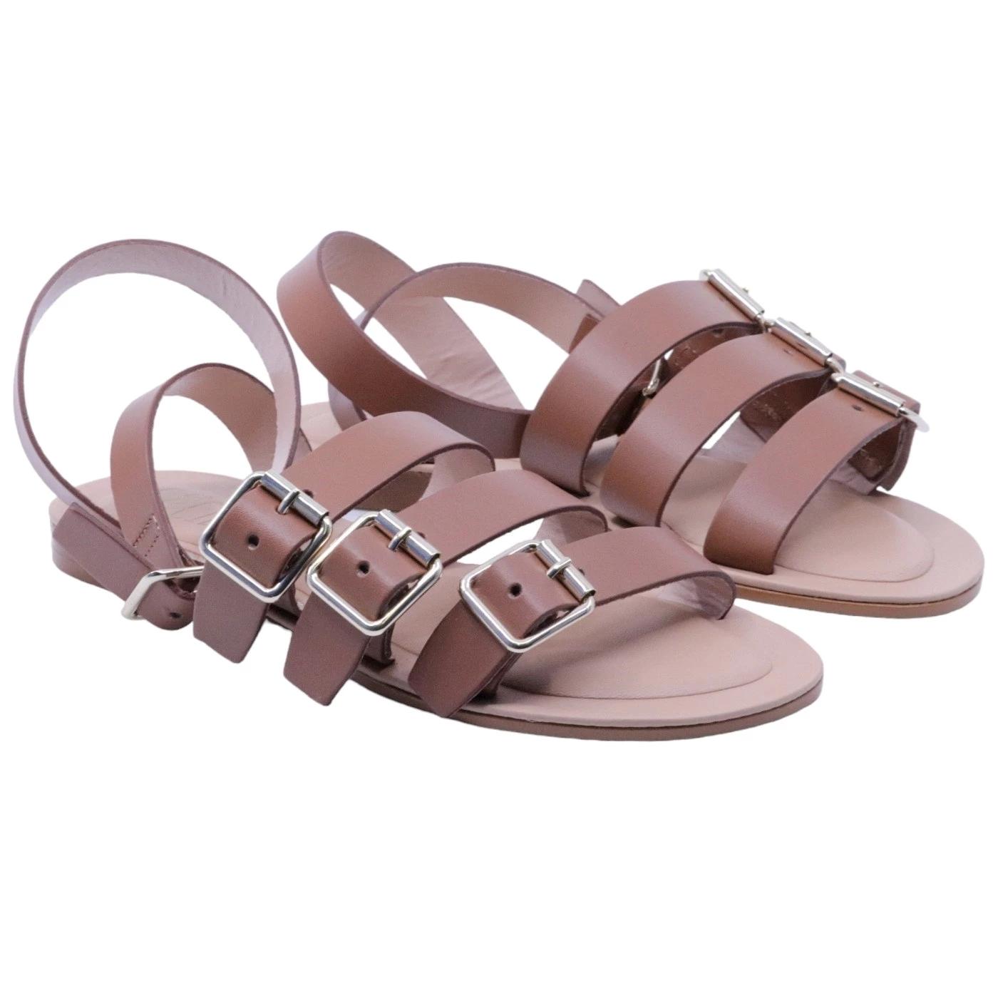 Sandalo donna Cecile 2845 in pelle cuoio con fibbie 