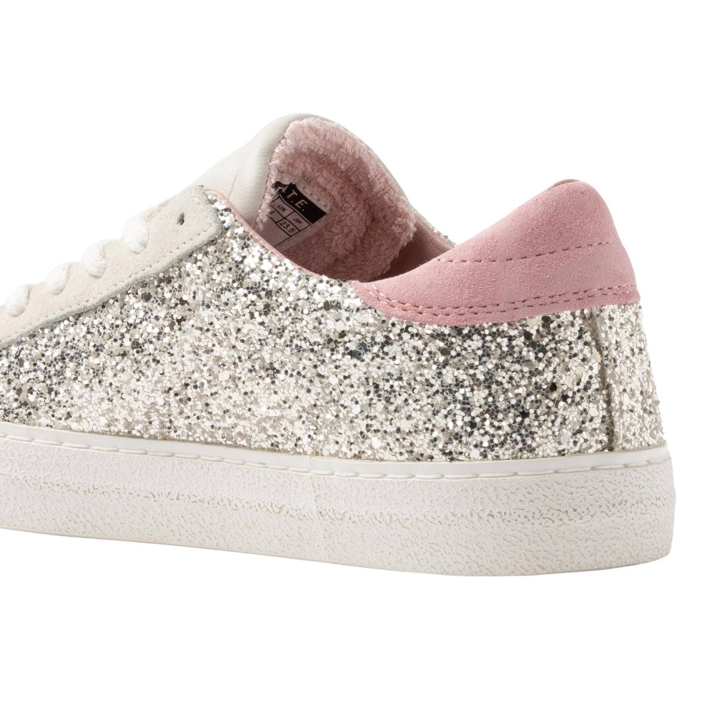 D.A.T.E. Hill Low Glitter HL-GL-PL sneaker donna in pelle e glitter platino 