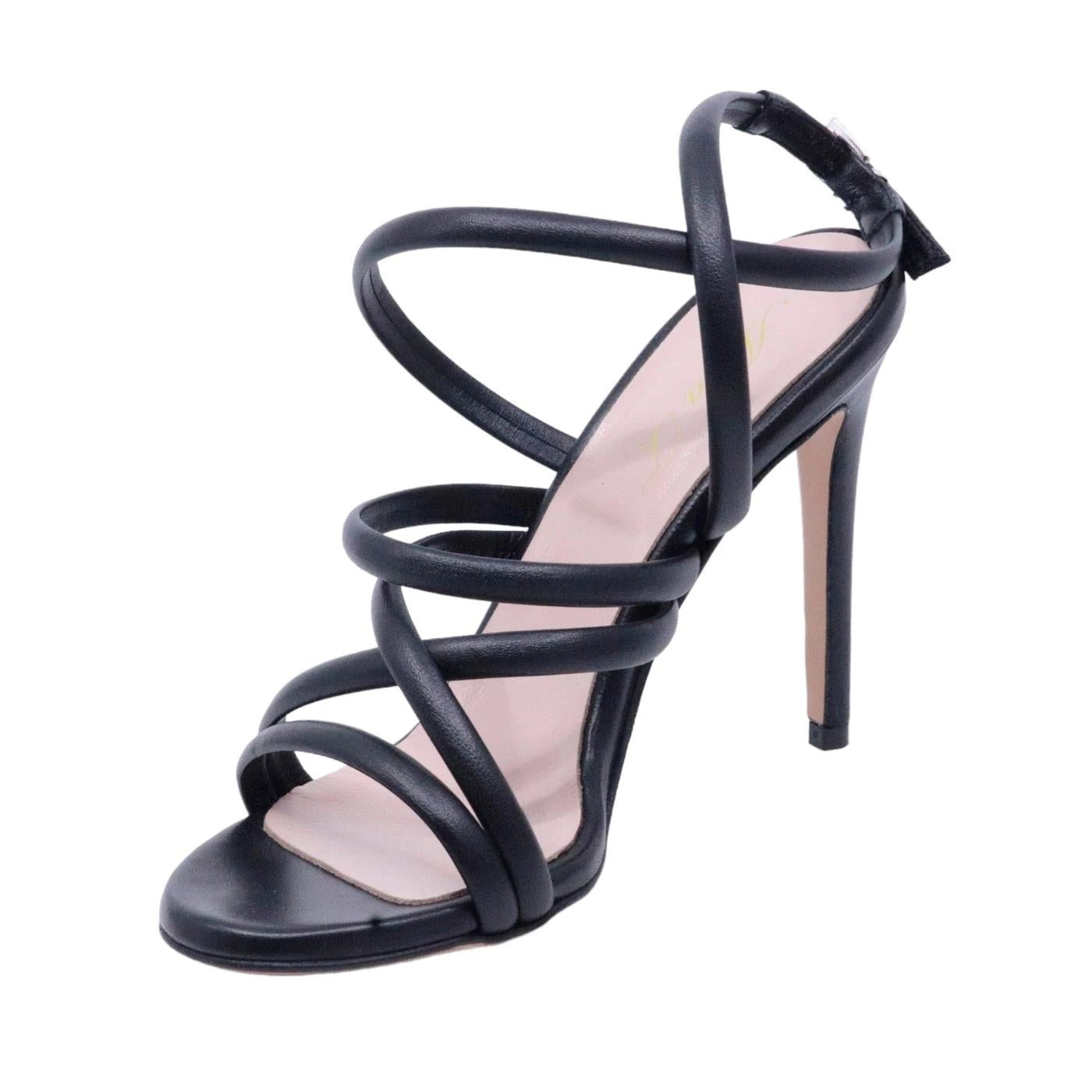 Sandalo donna Anna F in elegante pelle di colore nero 