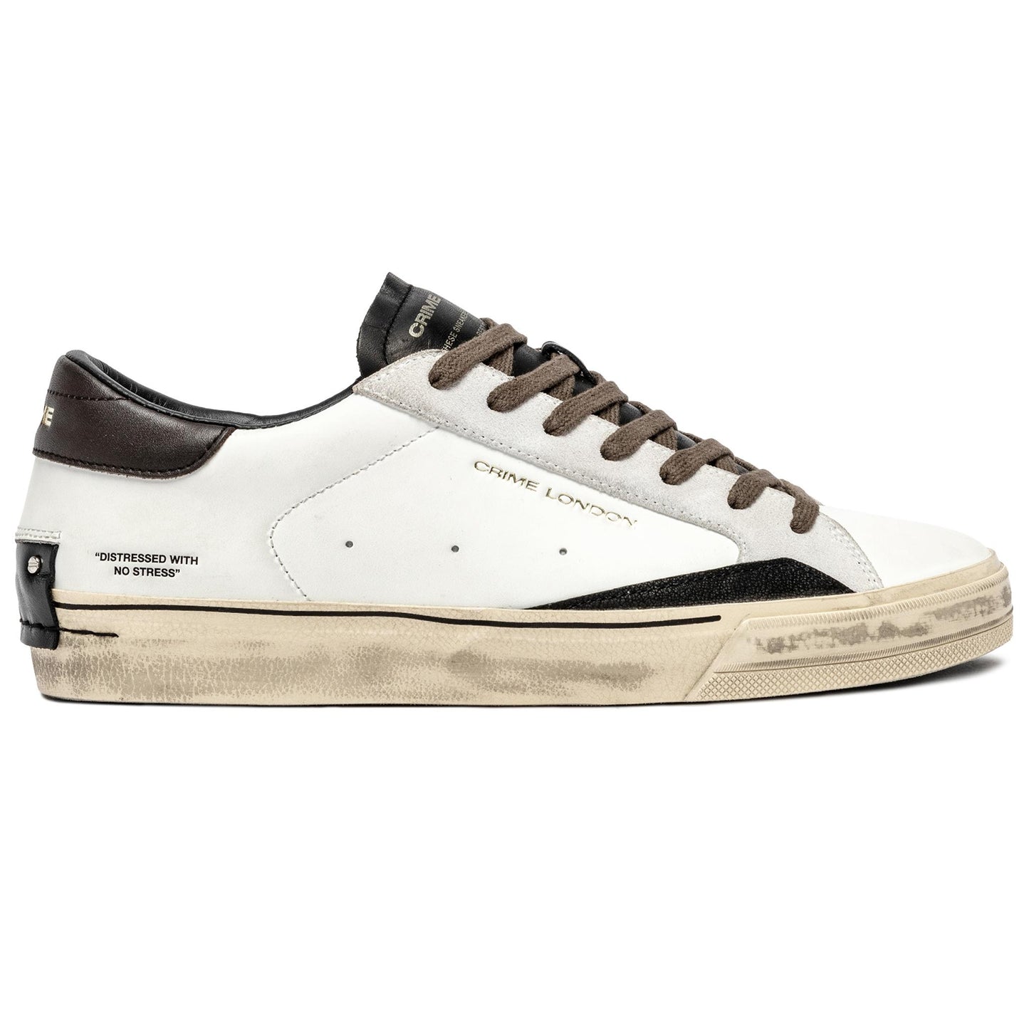 Crime London 11075 Distressed 2.0 sneaker uomo in pelle bianca 