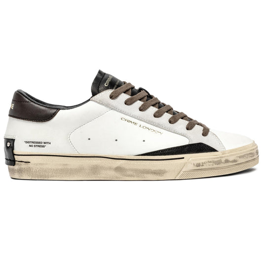 Crime London 11075 Distressed 2.0 sneaker uomo in pelle bianca 