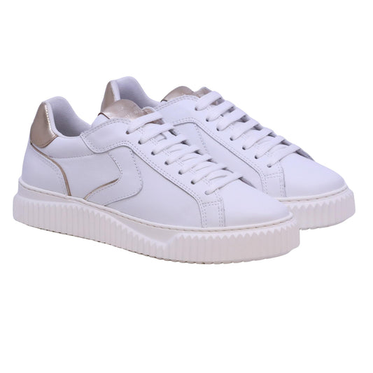 Voile Blanche Lipari sneaker donna in pelle bianca con dettagli platino 