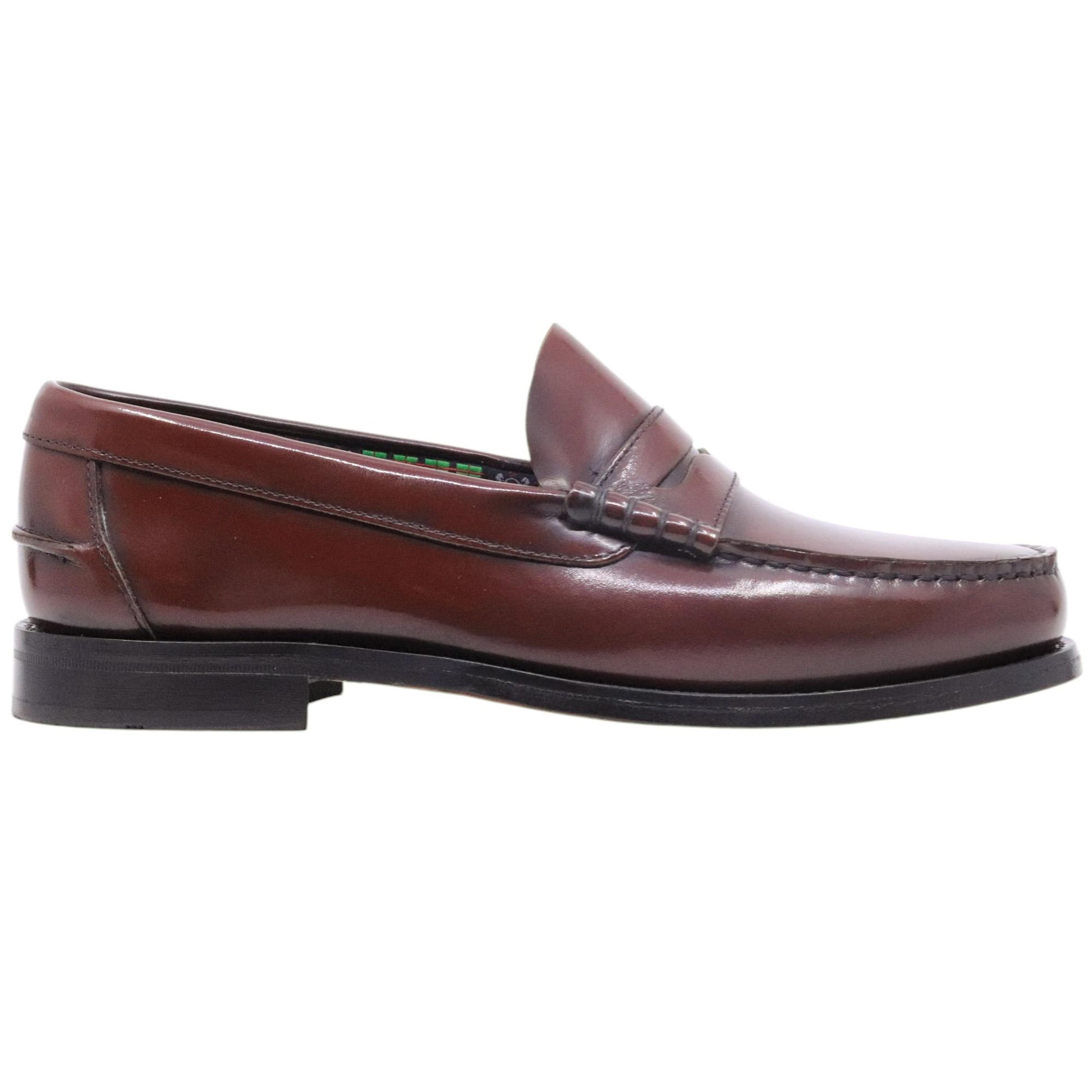 Saxone of Scotland Coll 29 mocassino uomo in pelle Burgundy Shiny fondo cuoio 