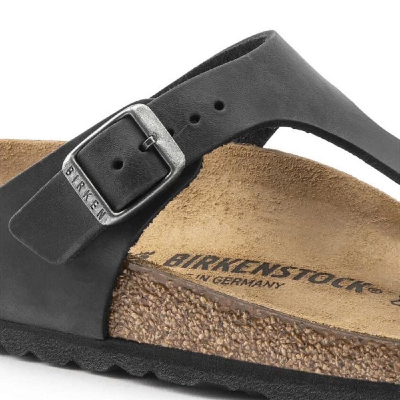Birkenstock Gizeh pelle oliata nera sandalo infradito uomo regular fit 