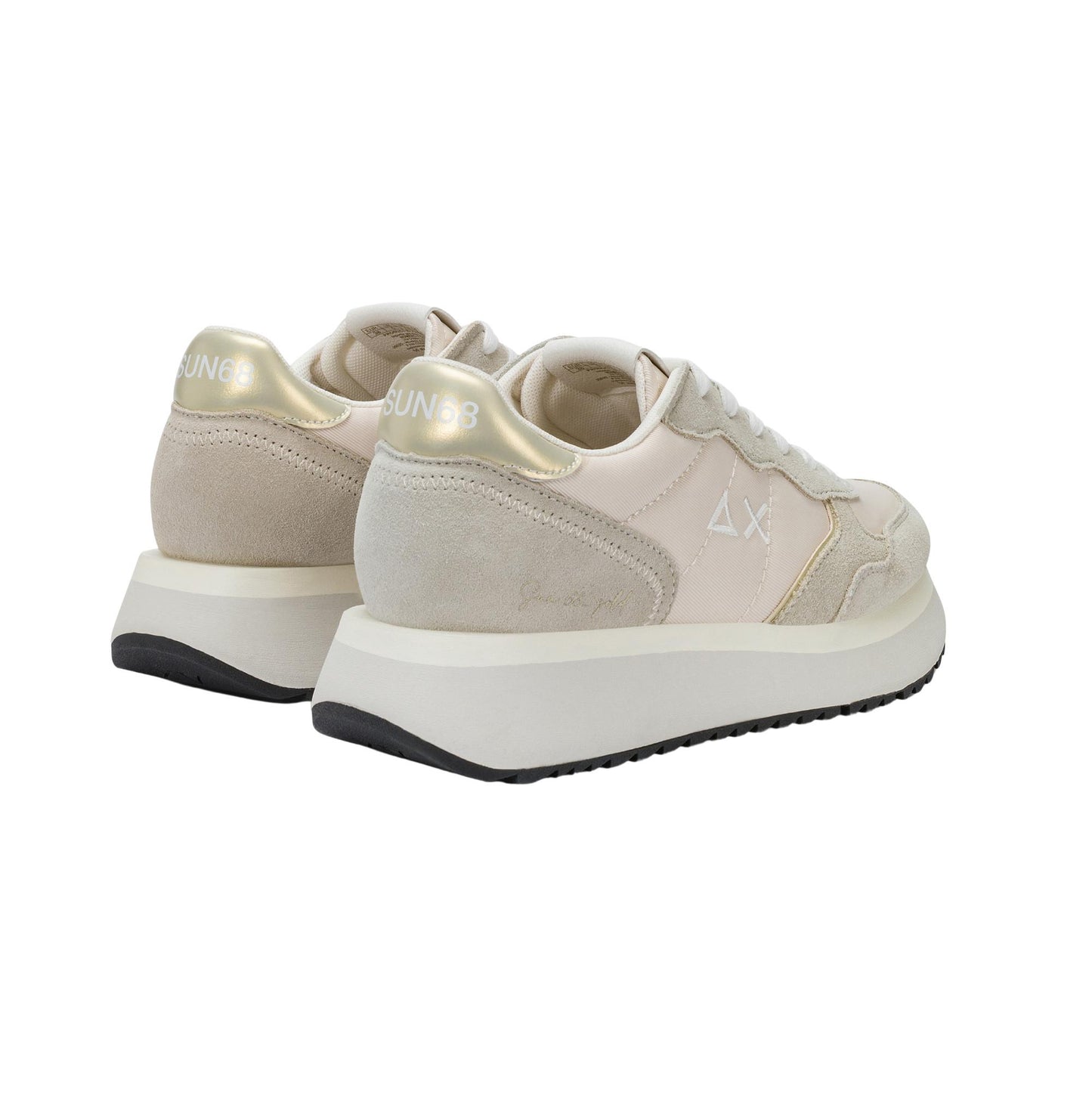 Sun68 Big Ally Gold Z36209-31 sneaker donna in camoscio e nylon bianco panna 