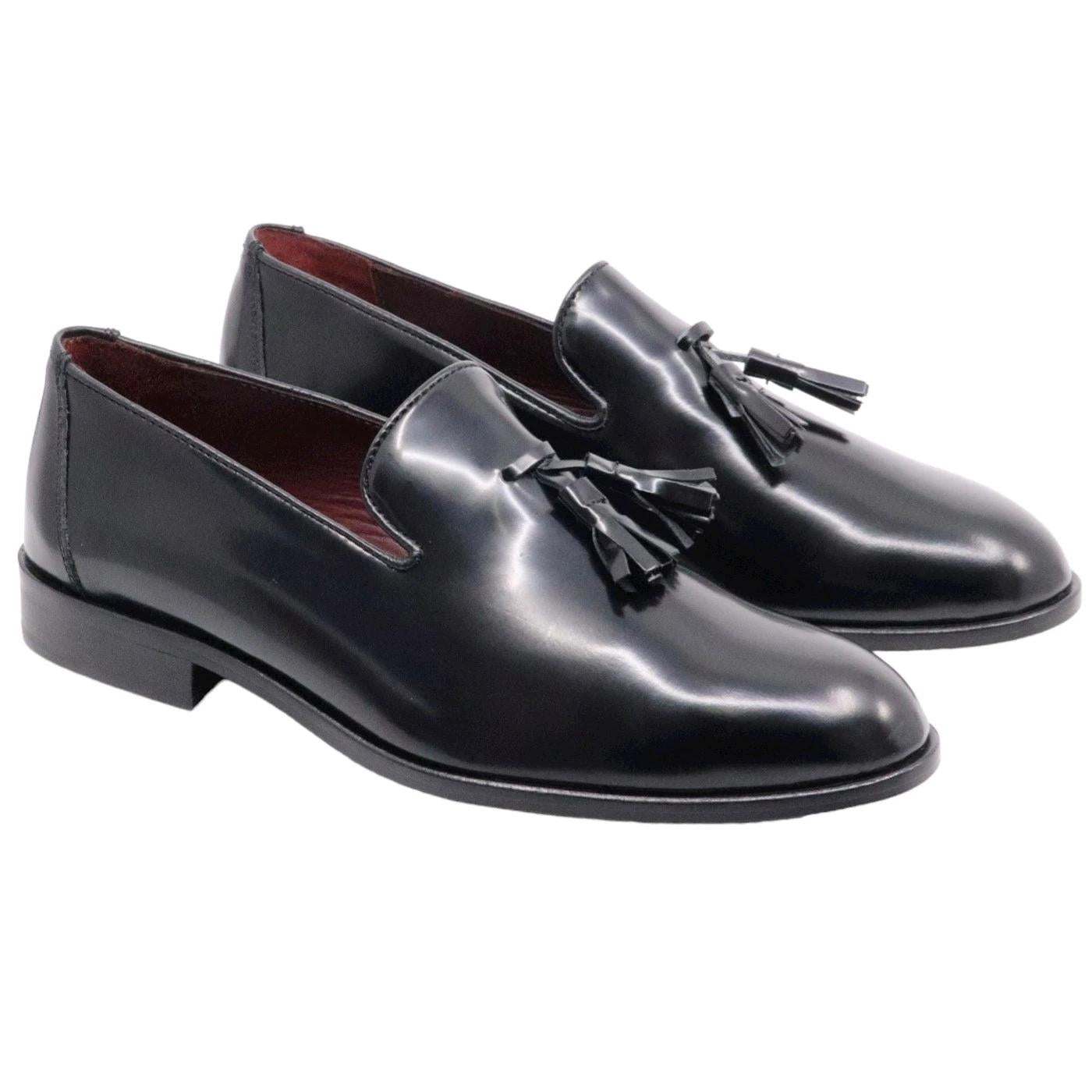 Mocassino Antica Cuoieria da uomo in pelle nera spazzolata 