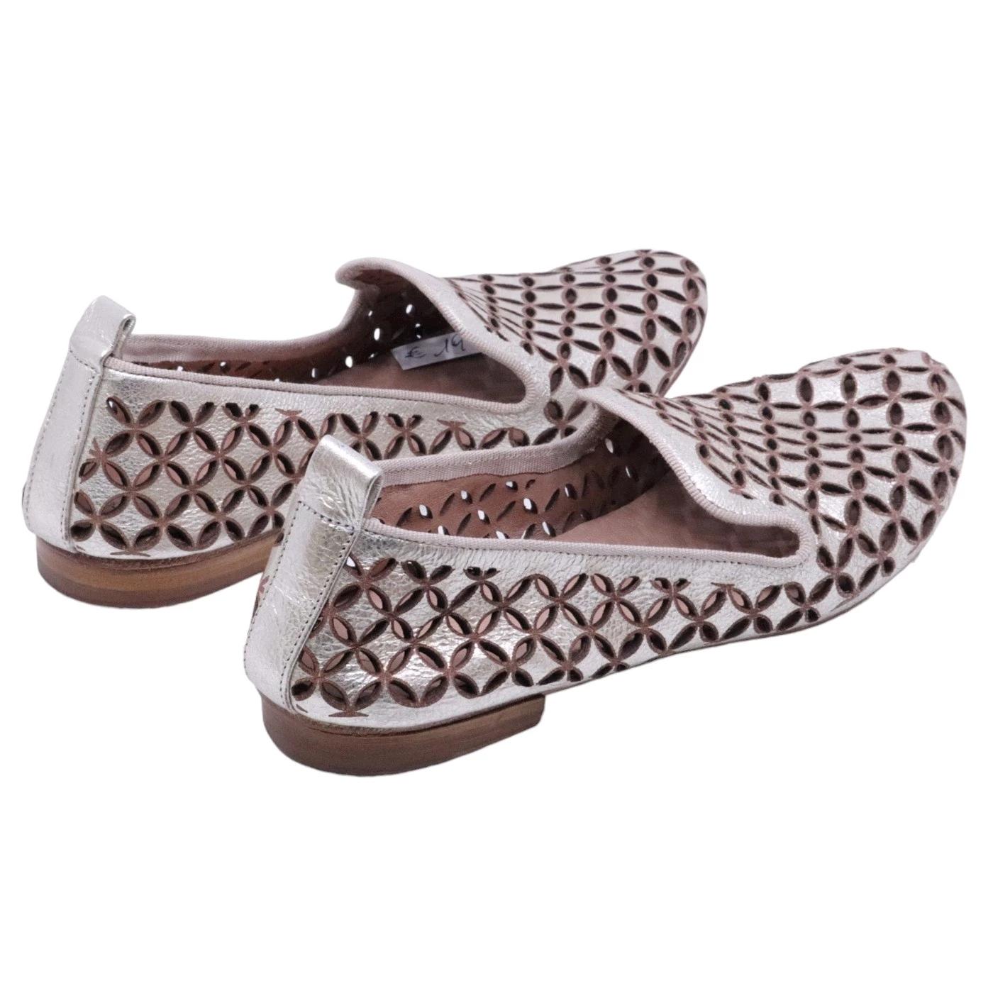 Mocassino donna Kudetà 314102 in pelle laminata argento 