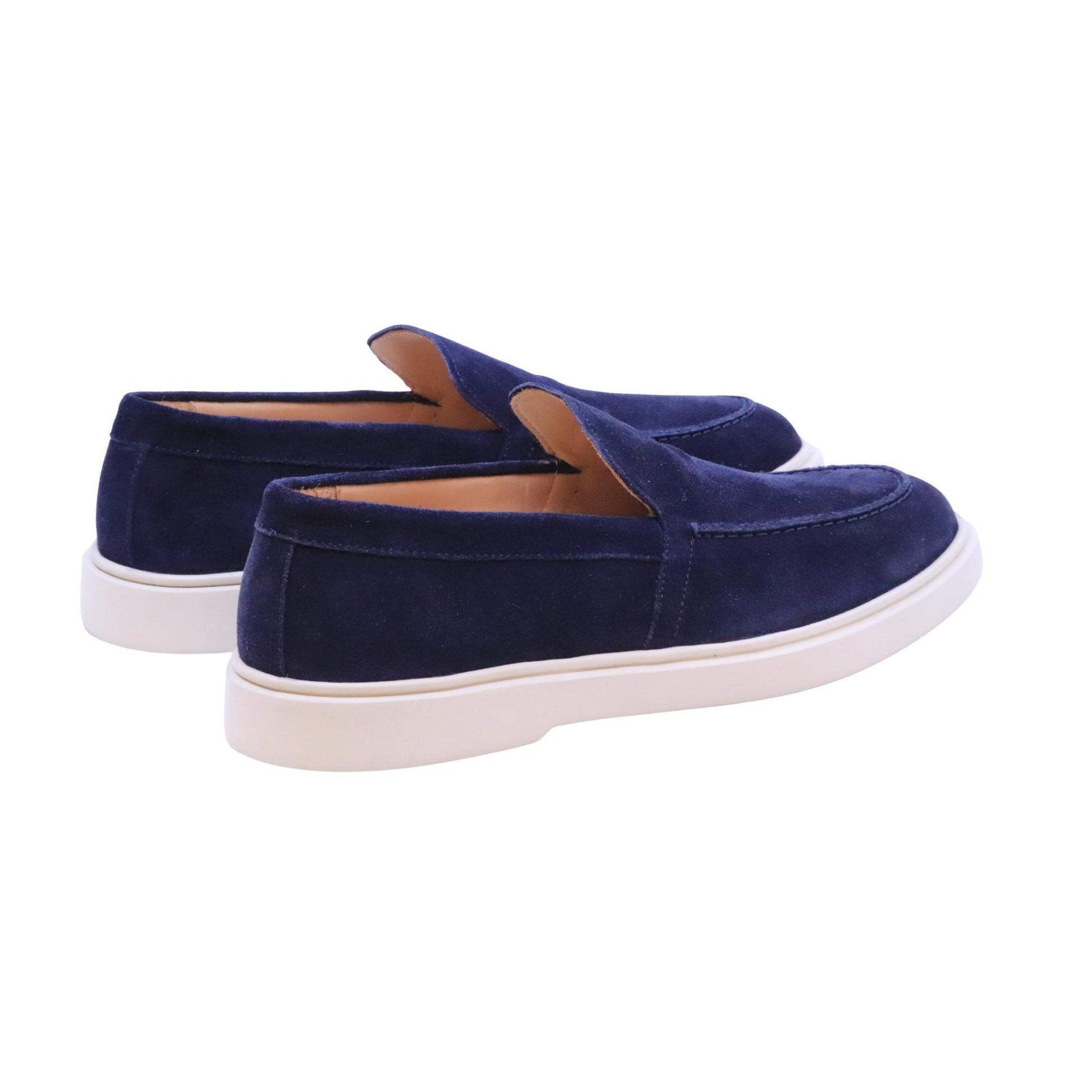 Triver Flight 887-11 Softy mocassino uomo in camoscio blu con fondo gomma casual Made in Italy 