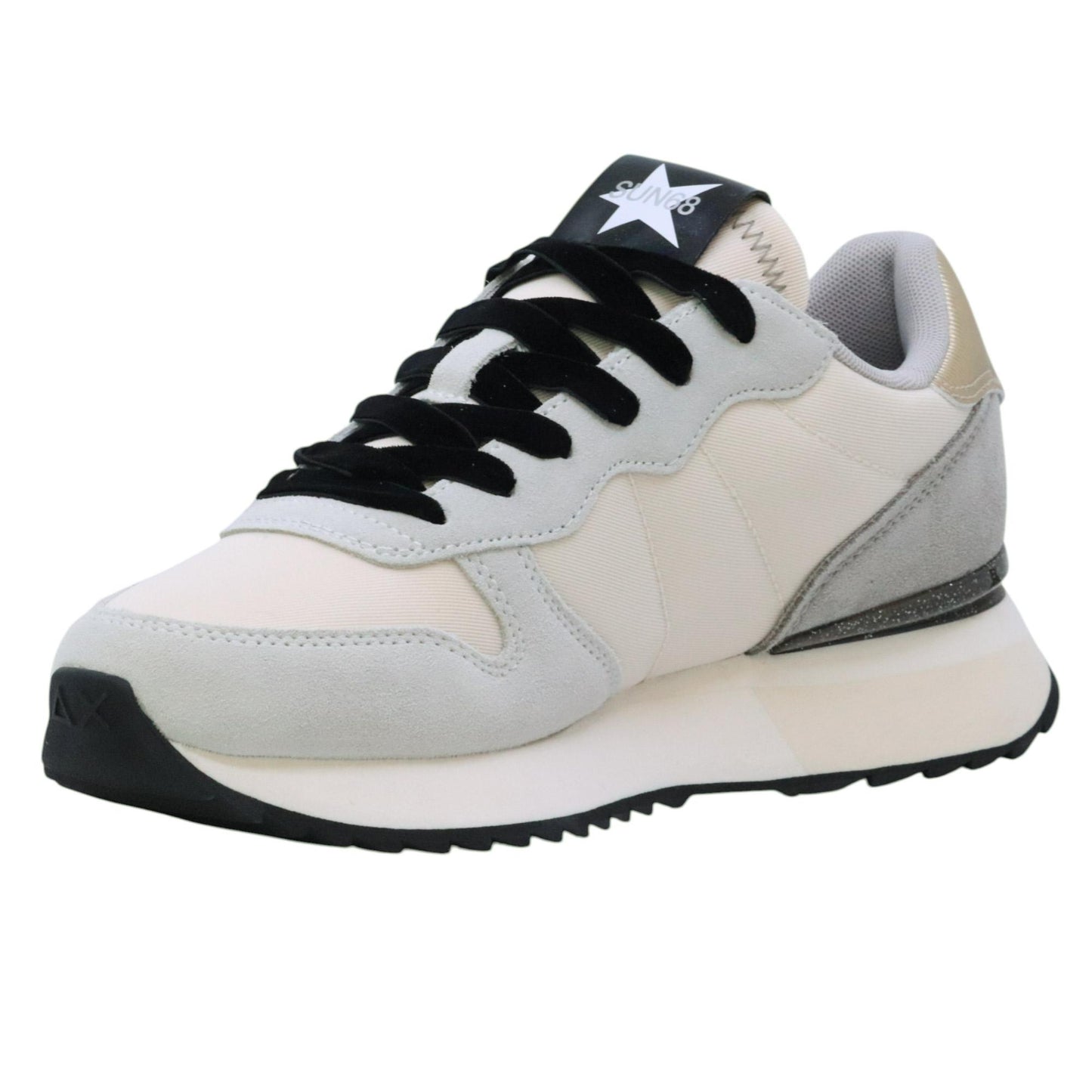 SUN68 Stargirl Glitter Z45217 sneaker donna in nylon e suede bianco 