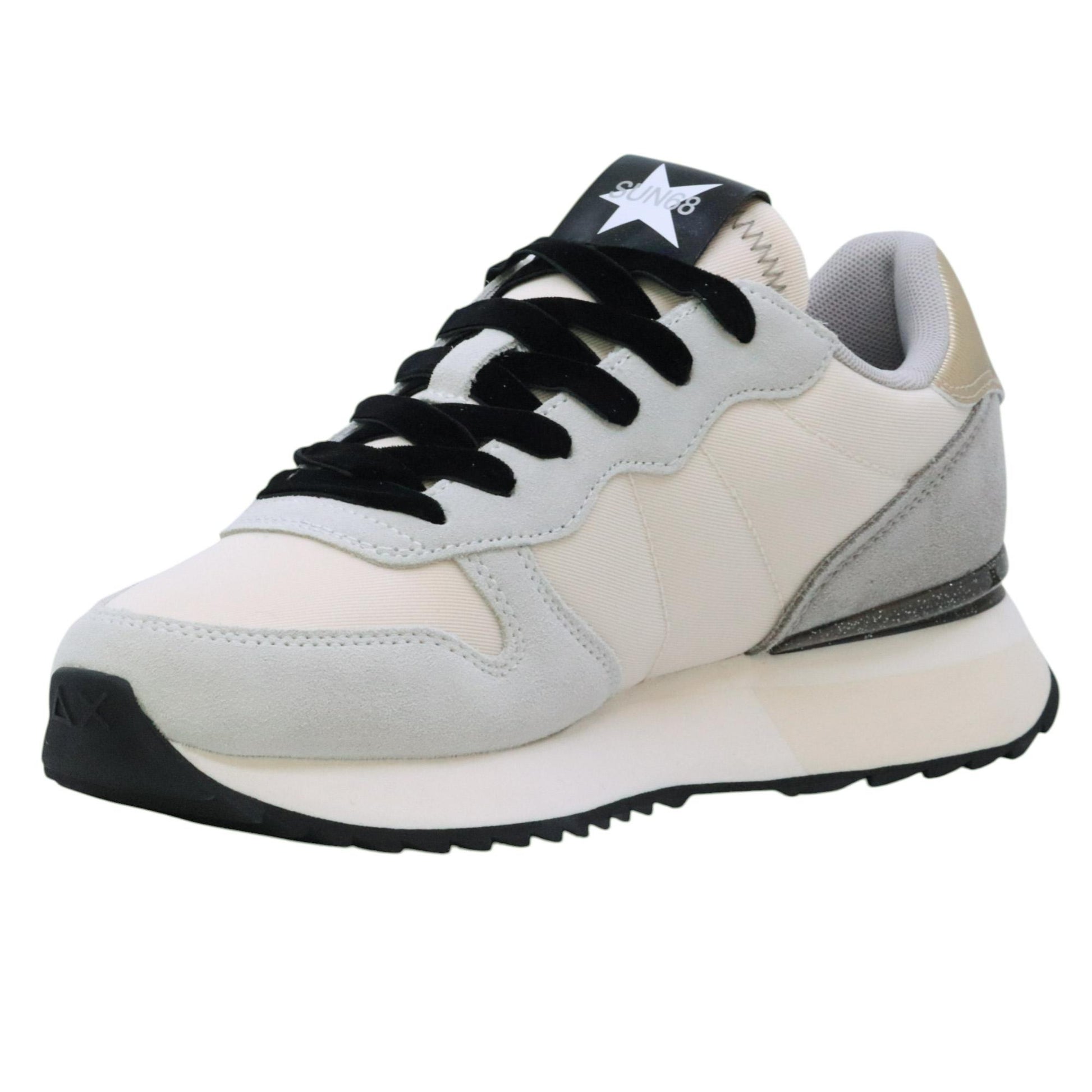 SUN68 Stargirl Glitter Z45217 sneaker donna in nylon e suede bianco 