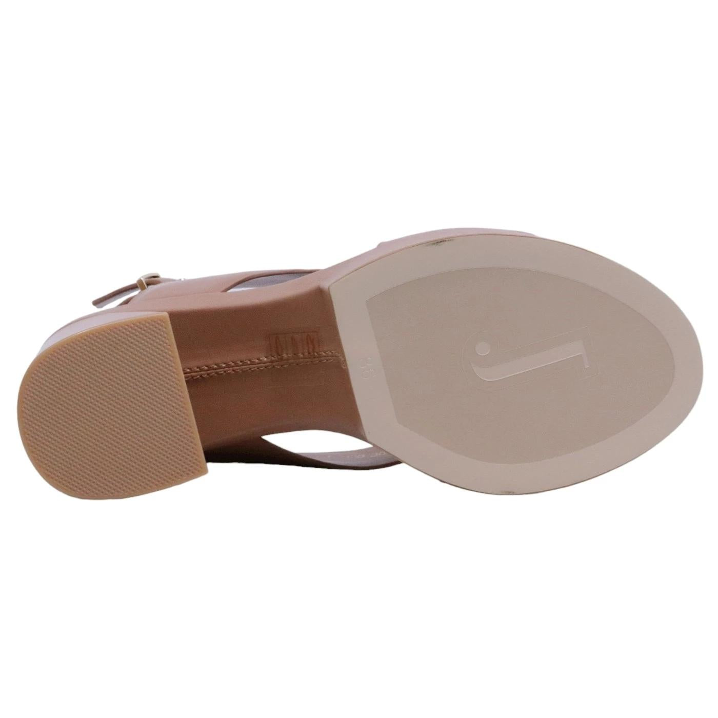 Sandalo donna Jeannot RJ583D in pelle biscotto 