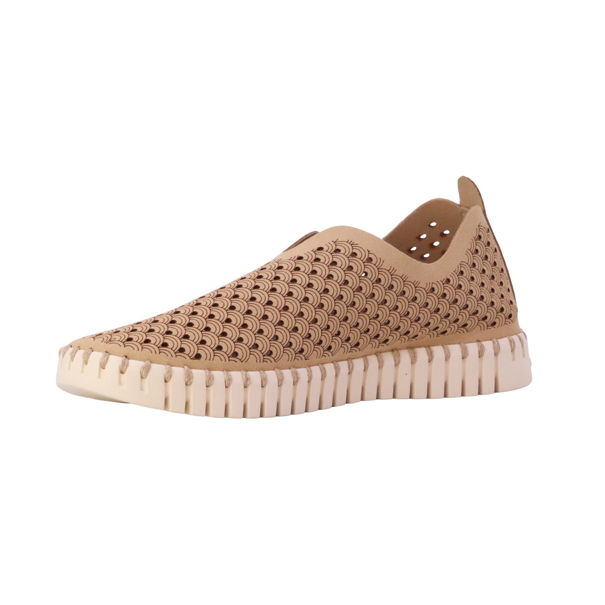 Ilse Jacobsen Tulip 3275 mocassino slip-on donna in microfibra riciclata color latte traforata 