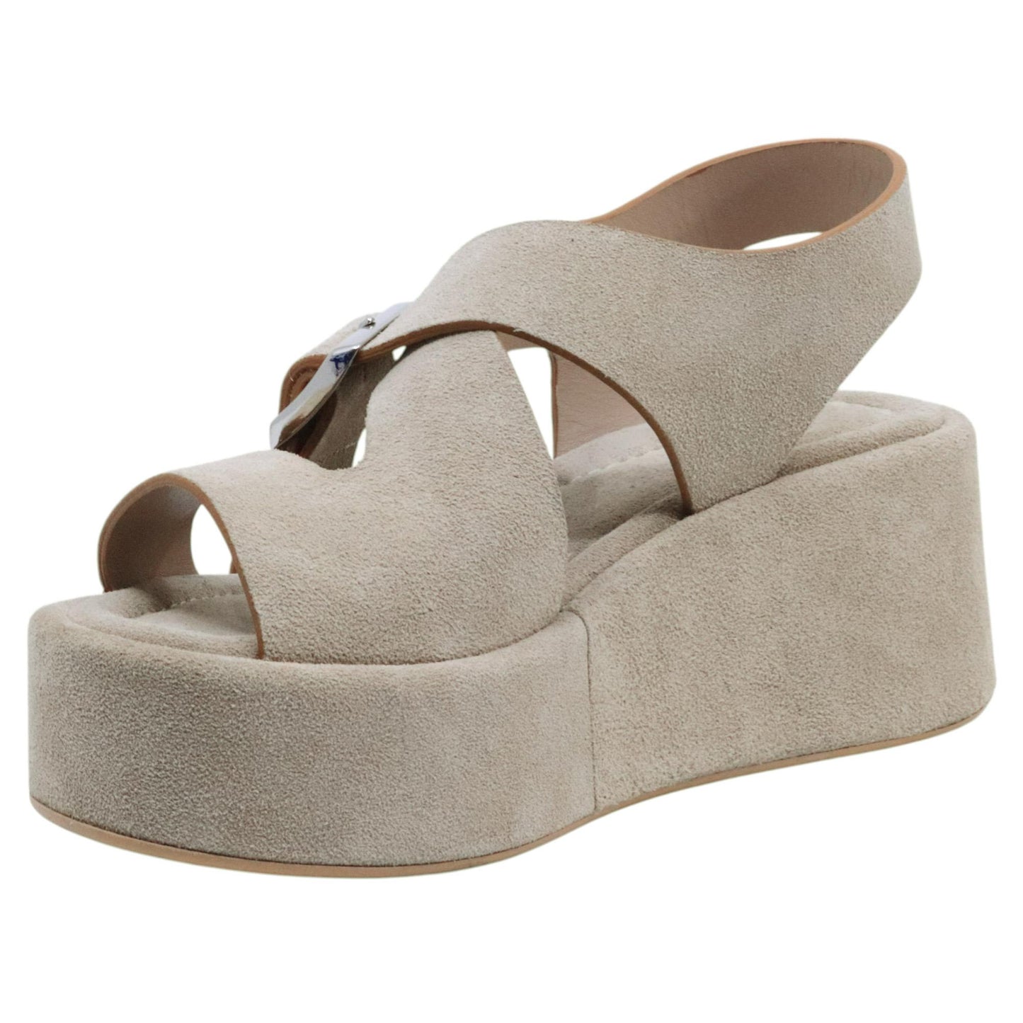 Sandalo zeppa Curiositè 2761 in camoscio taupe 