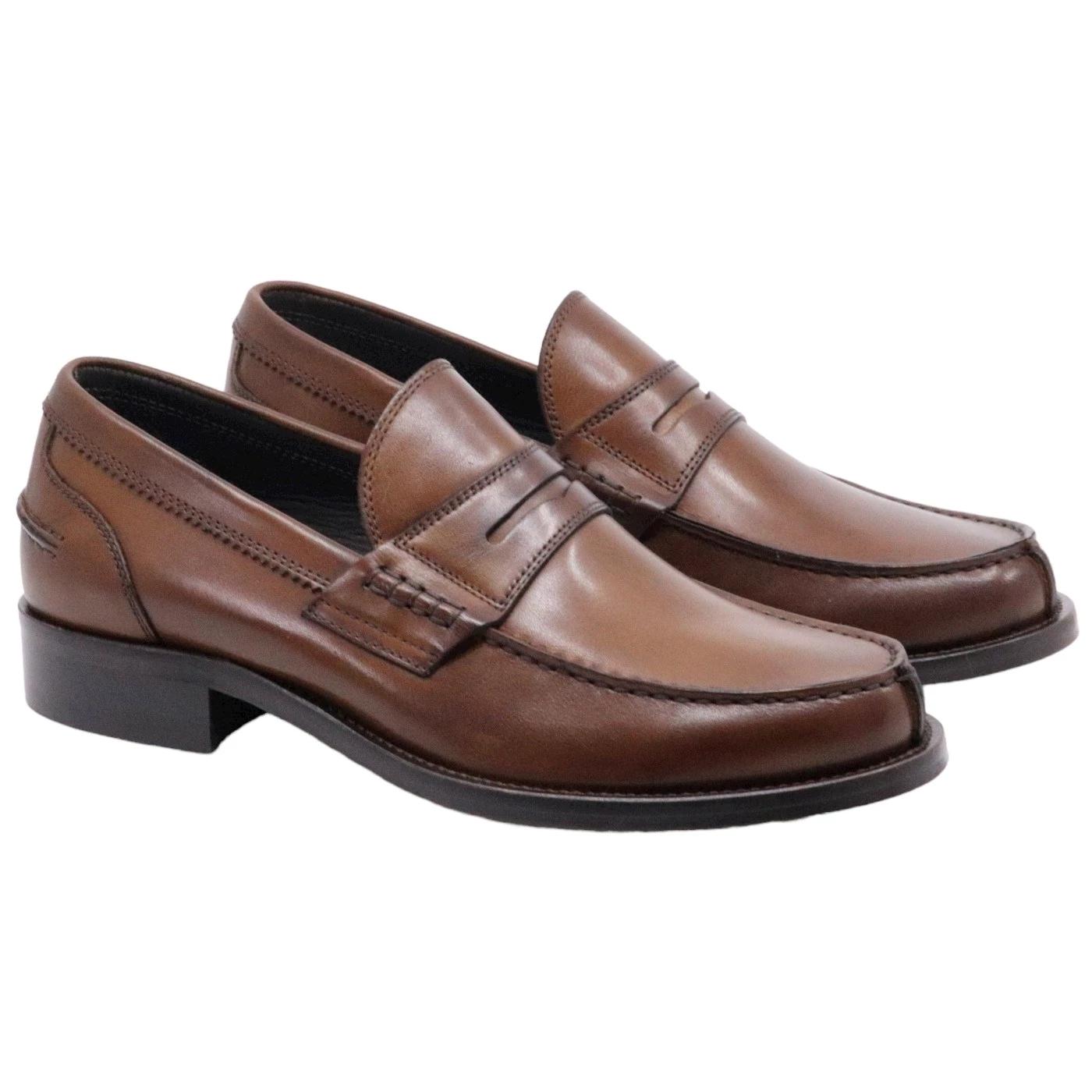 Mocassino uomo Antica Cuoieria 14566 in pelle di colore marrone 