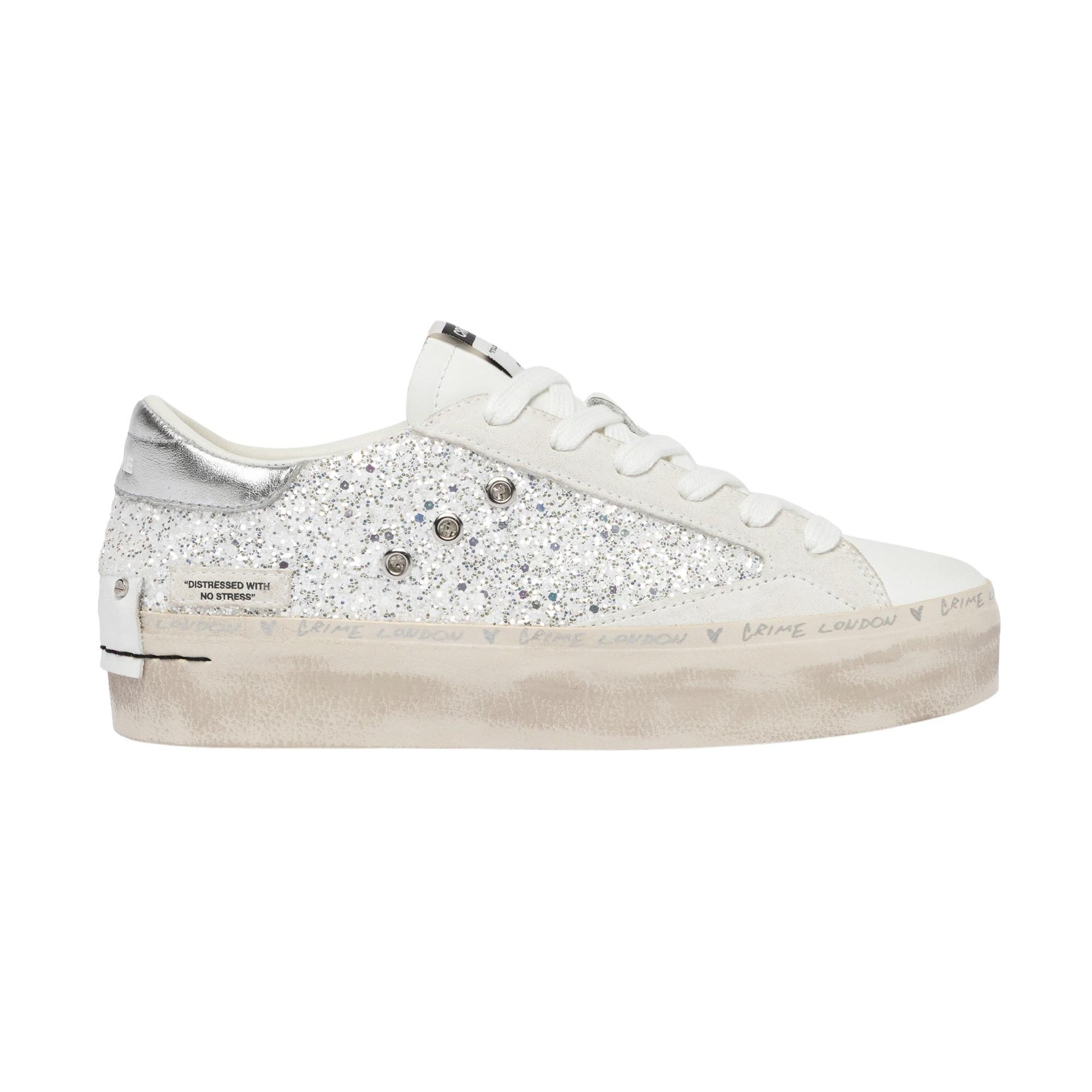 Crime London Distressed Platform Silver Dust 29052 sneaker donna 