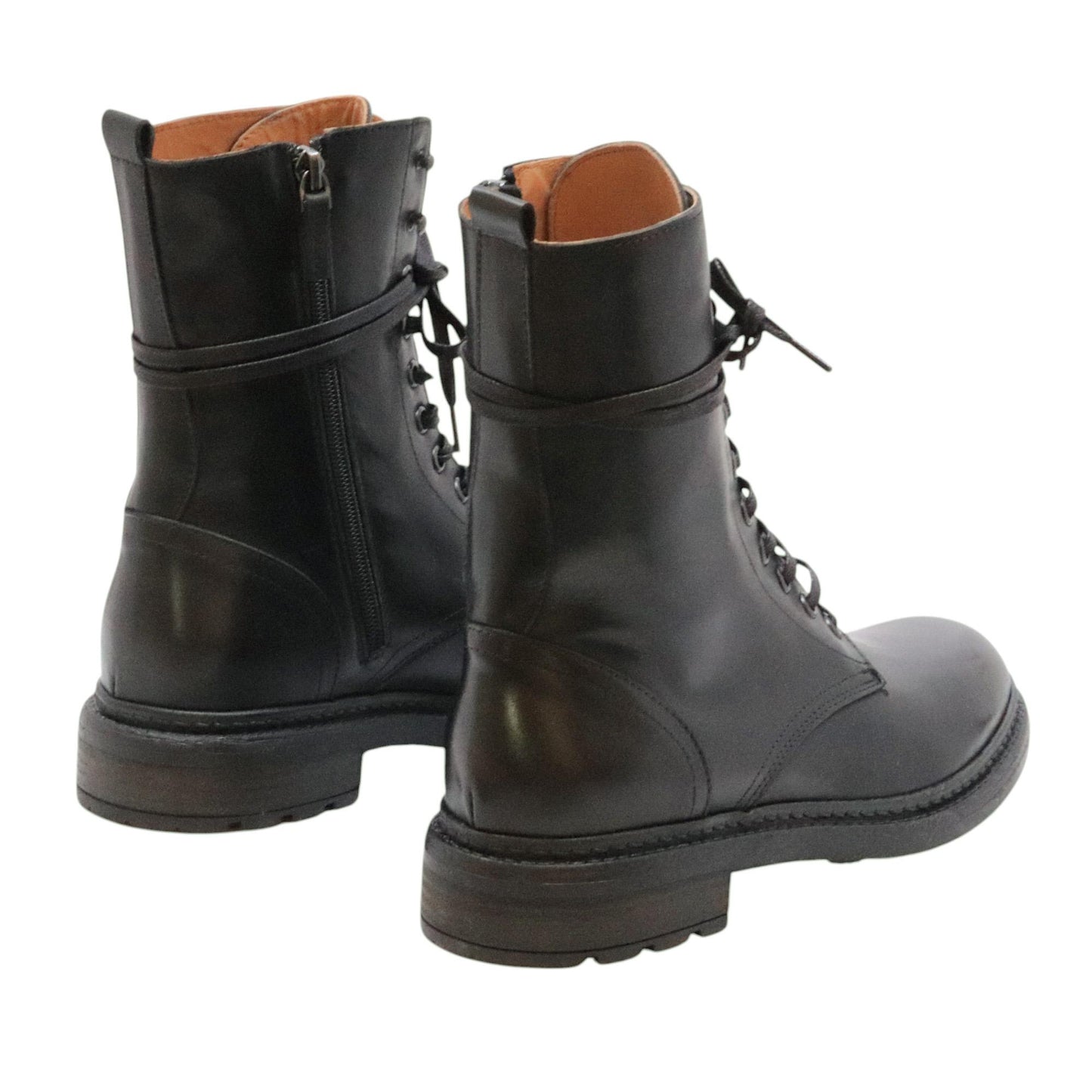 The Seller MW583 anfibio donna in pelle nera allacciato con zip laterale 