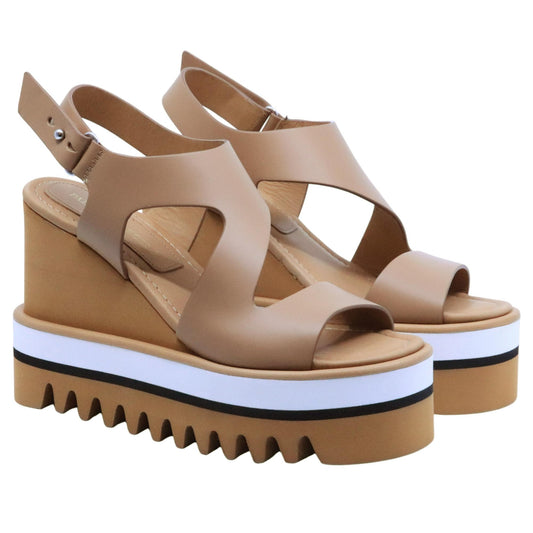 Sandalo con zeppa Paloma Barceló 26 Zarine in pelle camel 