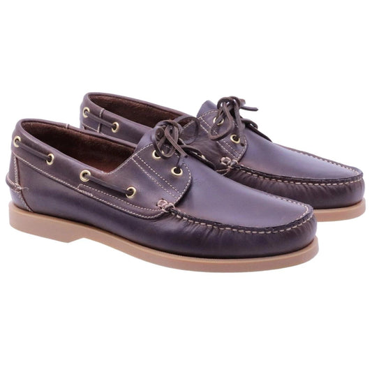 Antica Cuoieria 22317 scarpa da barca uomo in pelle testa di moro con suola gomma miele Made in Italy 