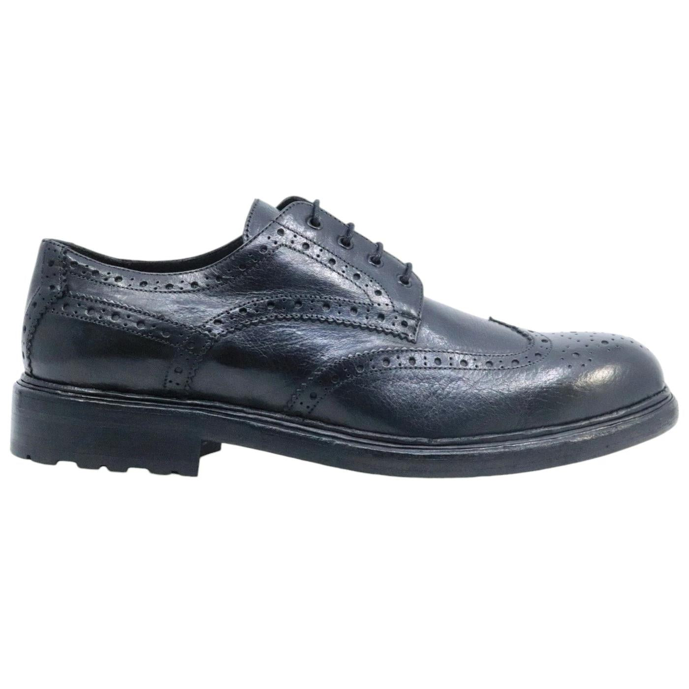 Scarpa Derby imperiale da uomo Crispiniano 481 in pelle nappata nera 481-AW42BUFALONEROBLACK CRISPINIANO