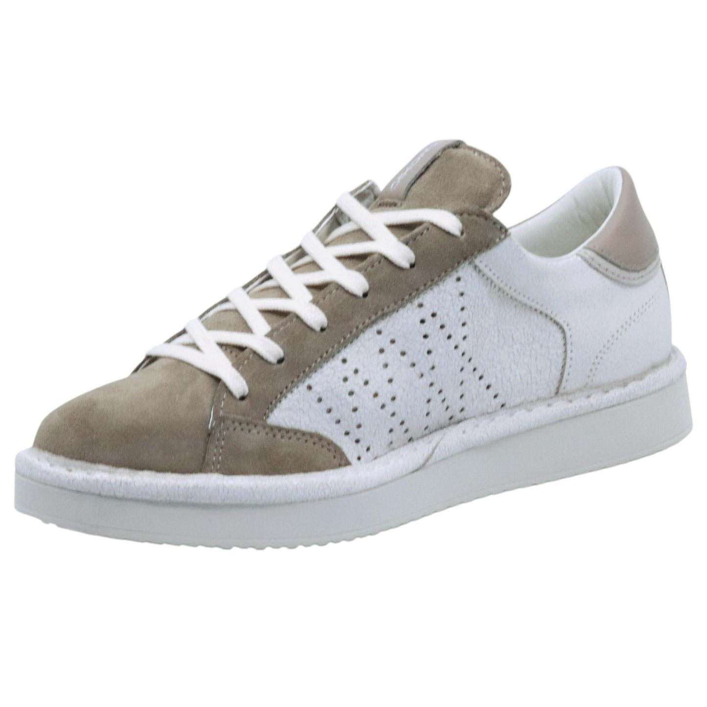 Seaker uomo Panchic P01 in pelle bianca avorio e camoscio vintage khaki 