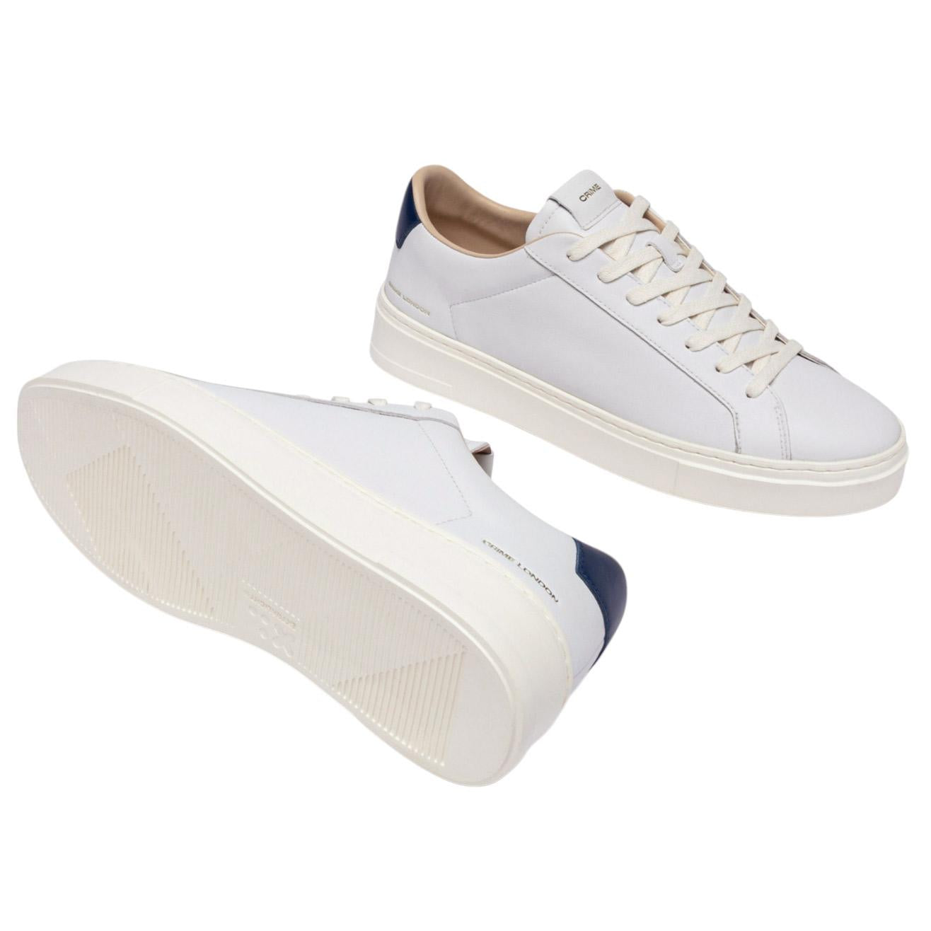 Sneaker uomo Crime London 14901 Extralight in pelle bianca e talloncino blu 