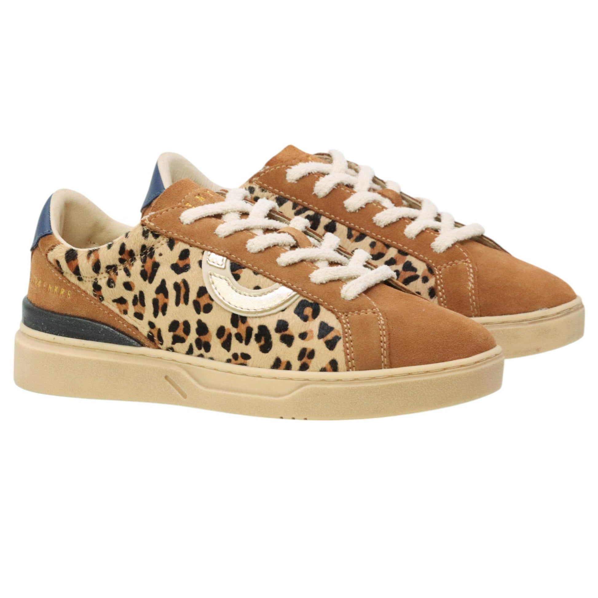 Extr4 Club Tennis sneaker donna in camoscio marrone e leopardo 