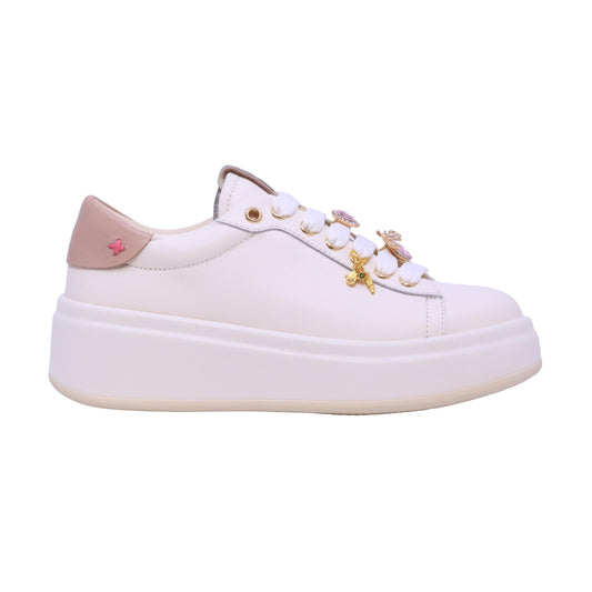 Gio+ Olivia 20B Combi Mosca Rose sneaker donna in pelle crema con dettagli rosa 
