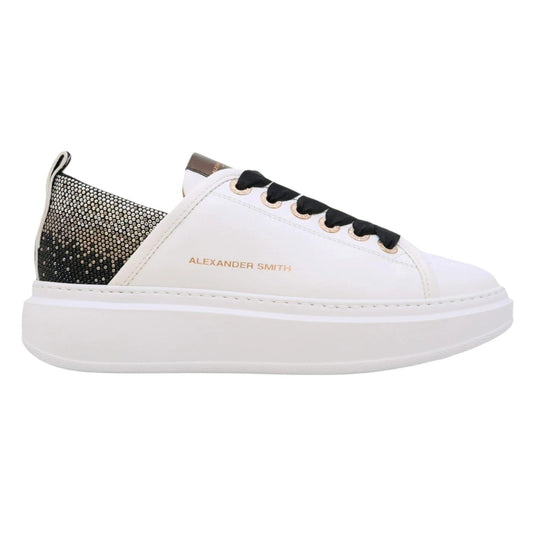 Sneaker donna Alexander Smith Wembley in pelle bianca e nera 