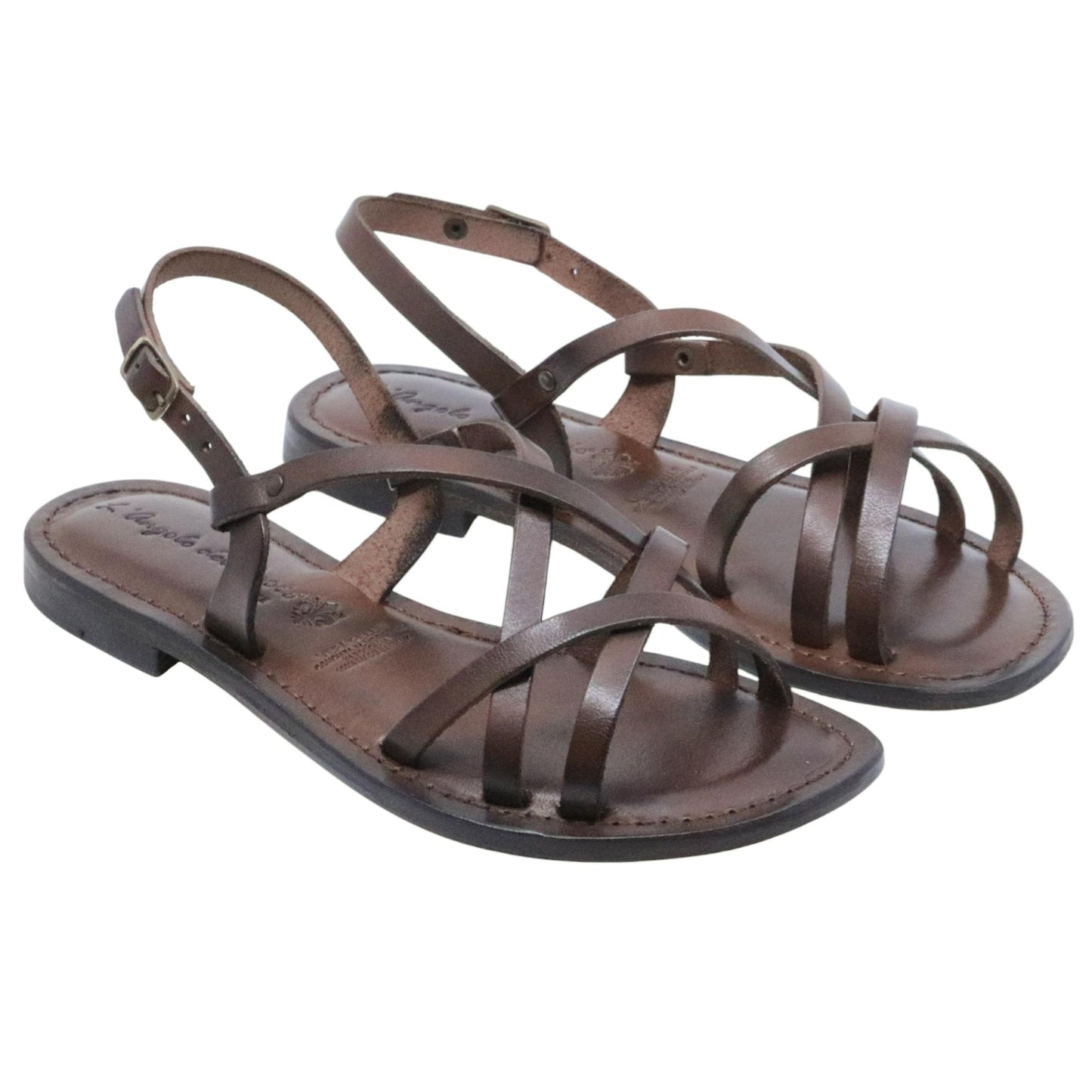 Sandalo donna L'angolo del cuoio Firenze 6651 in pelle marrone 