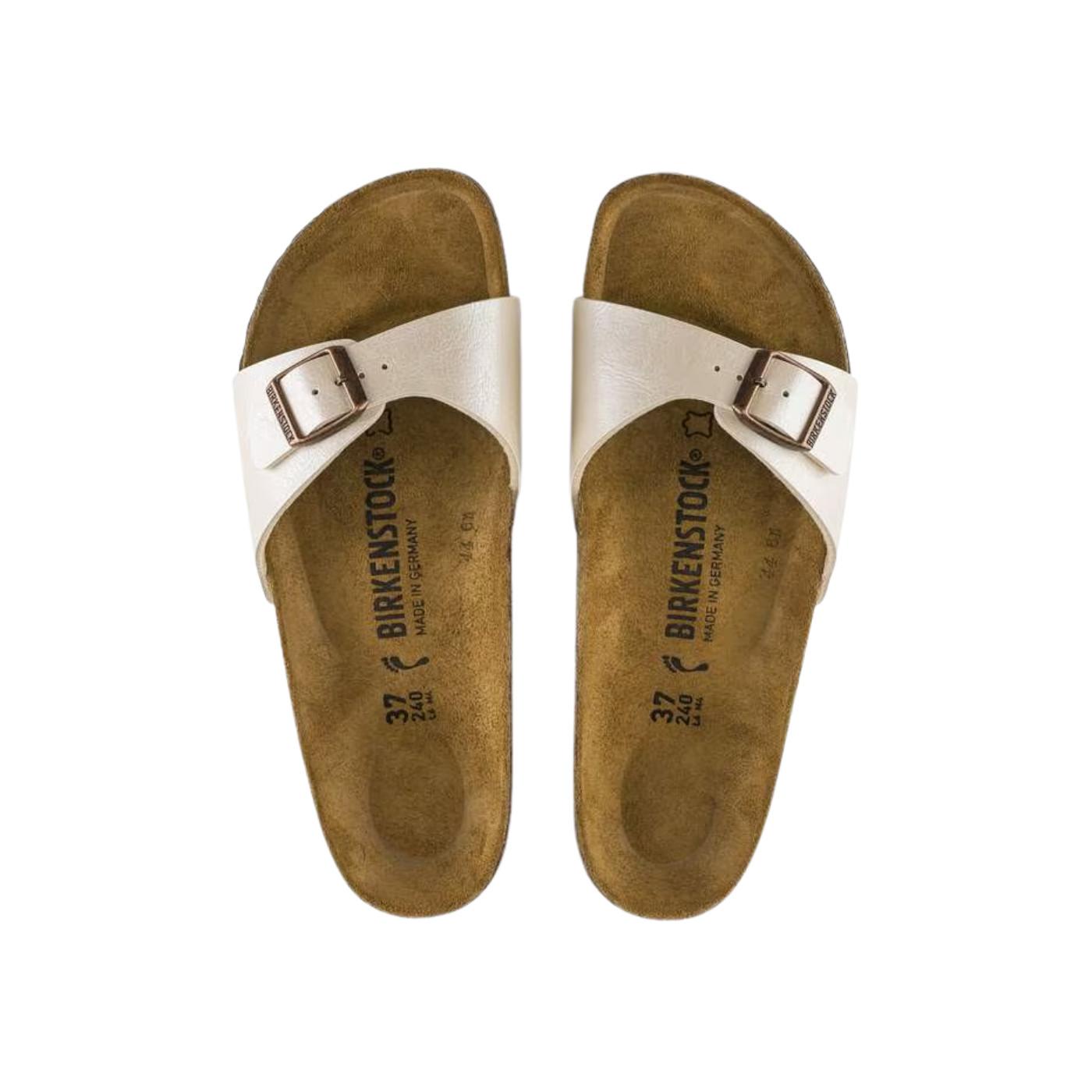 Birkenstock Madrid Graceful Pearl White sandalo donna Birko-Flor bianco perlato narrow fit 