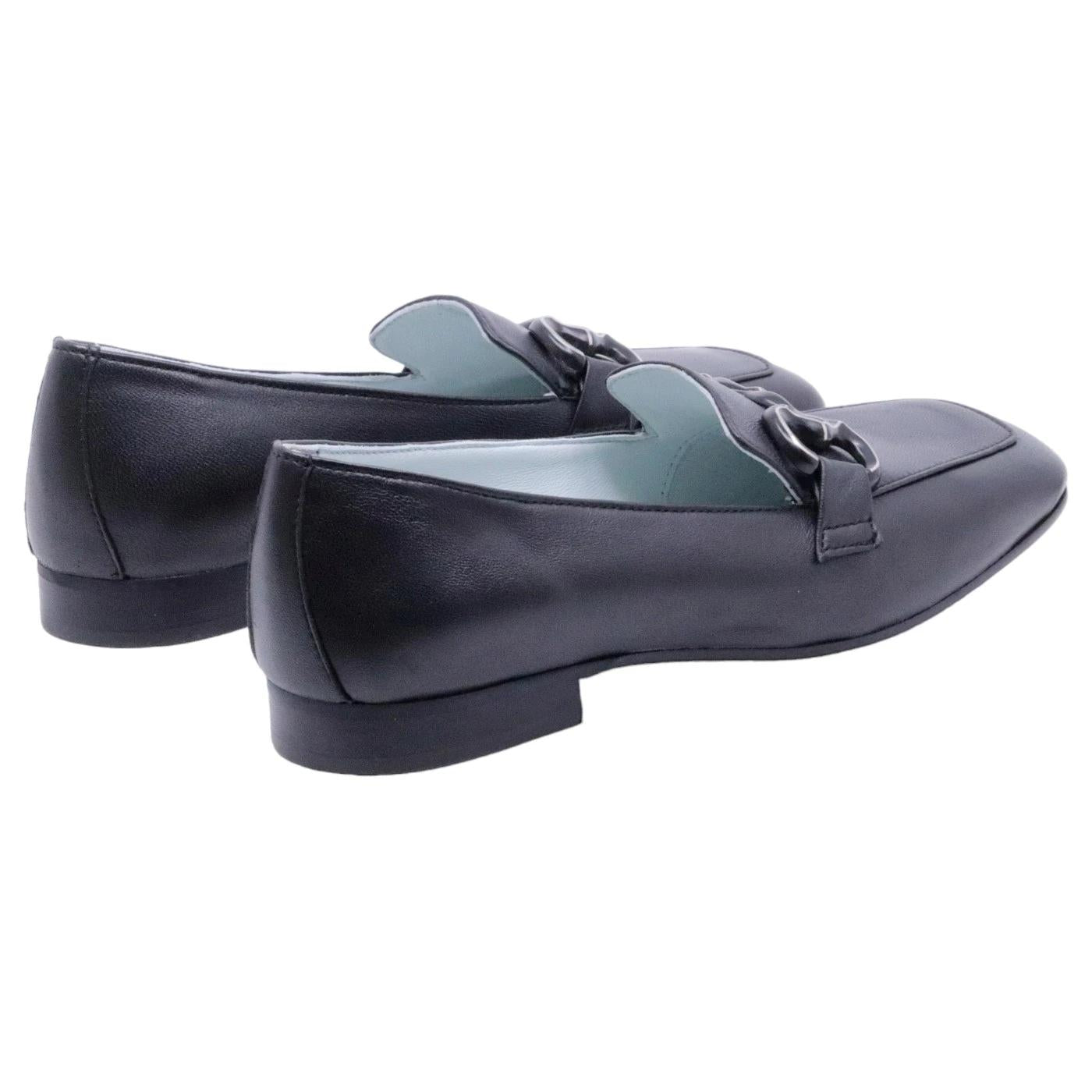 Mocassino donna Poesie Veneziane Prkg1 in pelle di colore nero con morsetto 