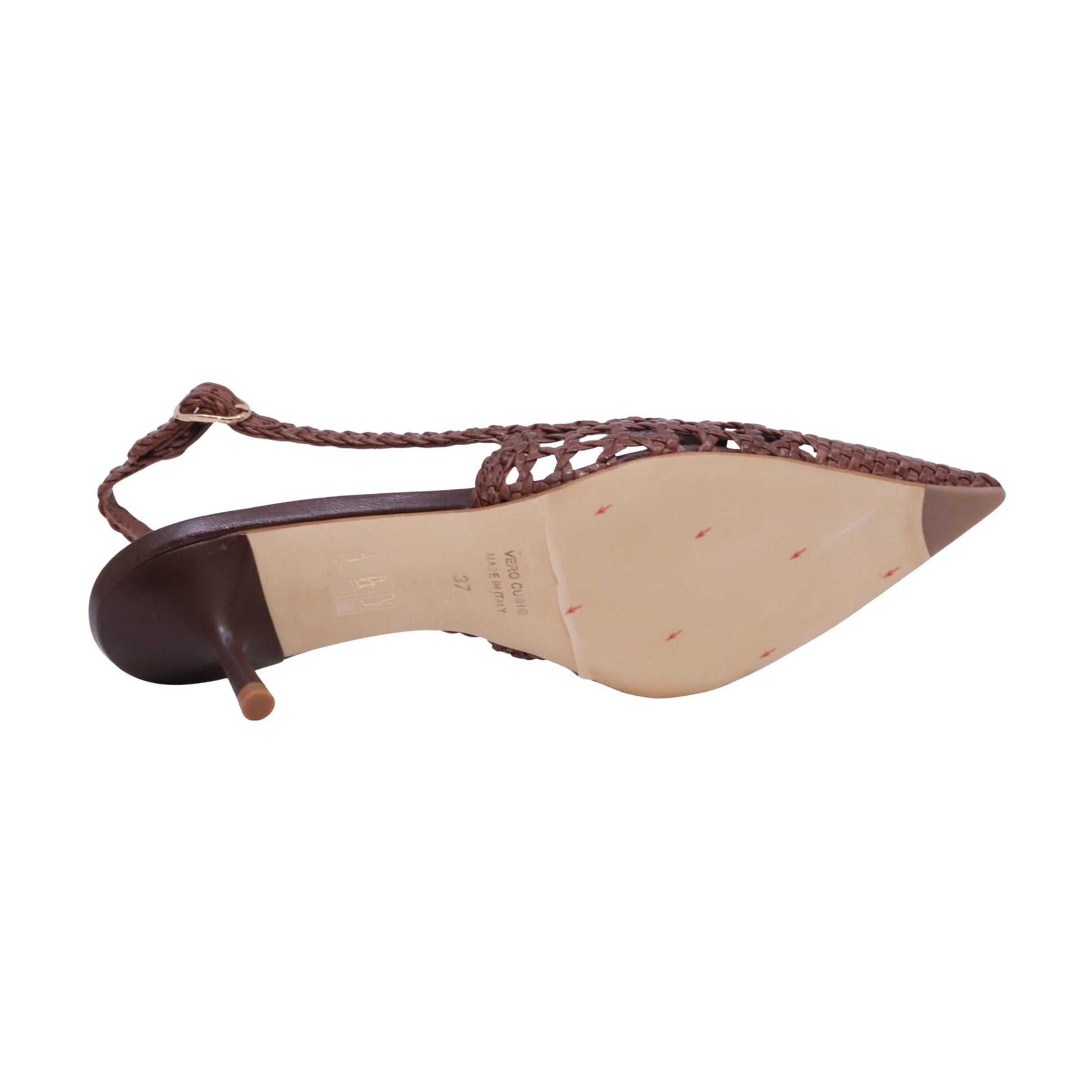 The Seller SE3028 slingback donna in pelle intrecciata cuoio 