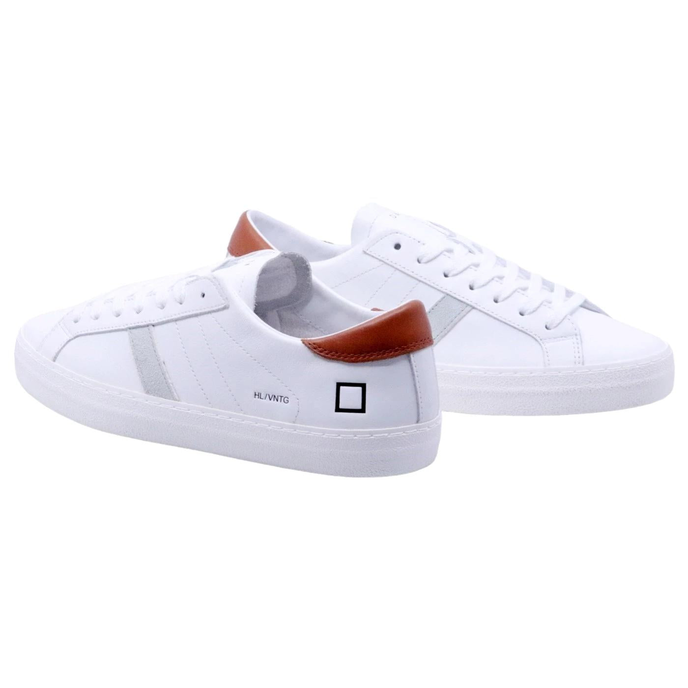 D.A.T.E. Hill Low Vintage Calf White Cuoio HL-VC-WI sneaker uomo in morbida pelle bianca 
