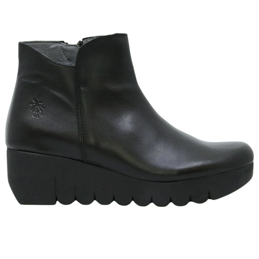 Fly London VANG364 stivaletto donna in pelle nera con zip 