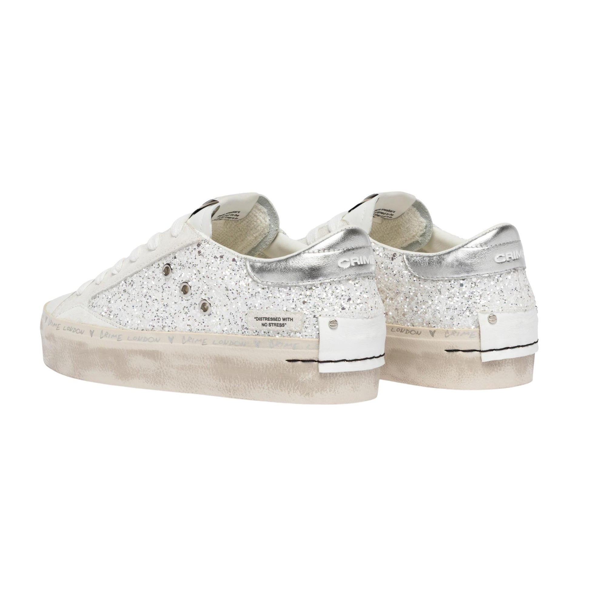 Crime London Distressed Platform Silver Dust 29052 sneaker donna 