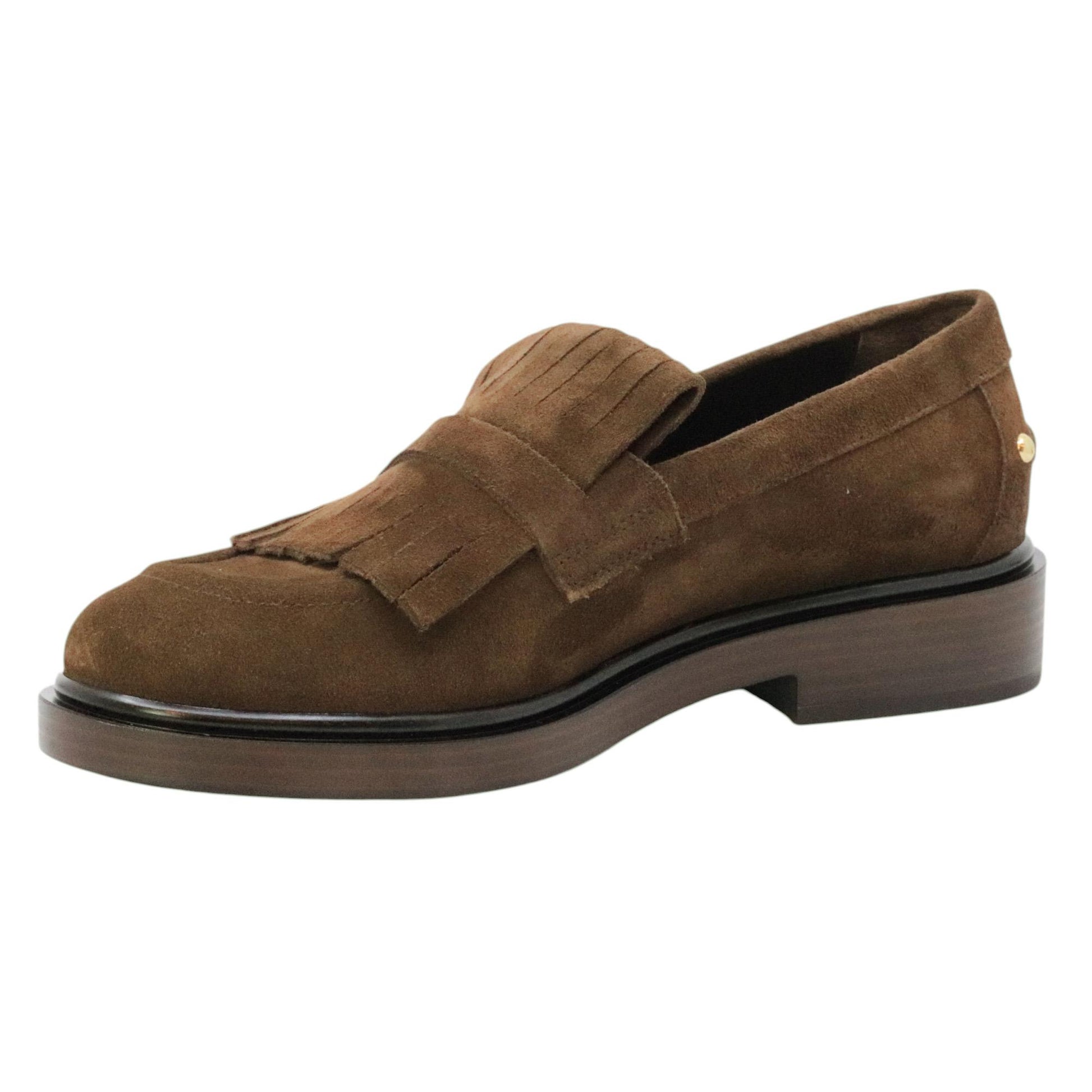Triver Flight 709 mocassino donna in camoscio marrone con frange 