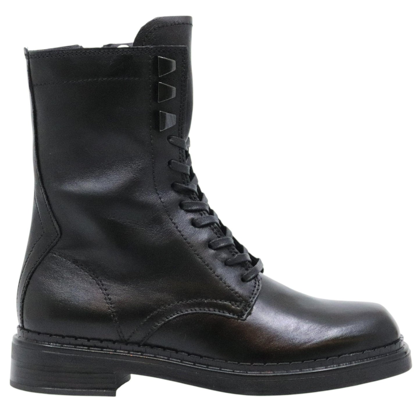 Mjus L93202 anfibio donna in pelle nera con punta quadrata 