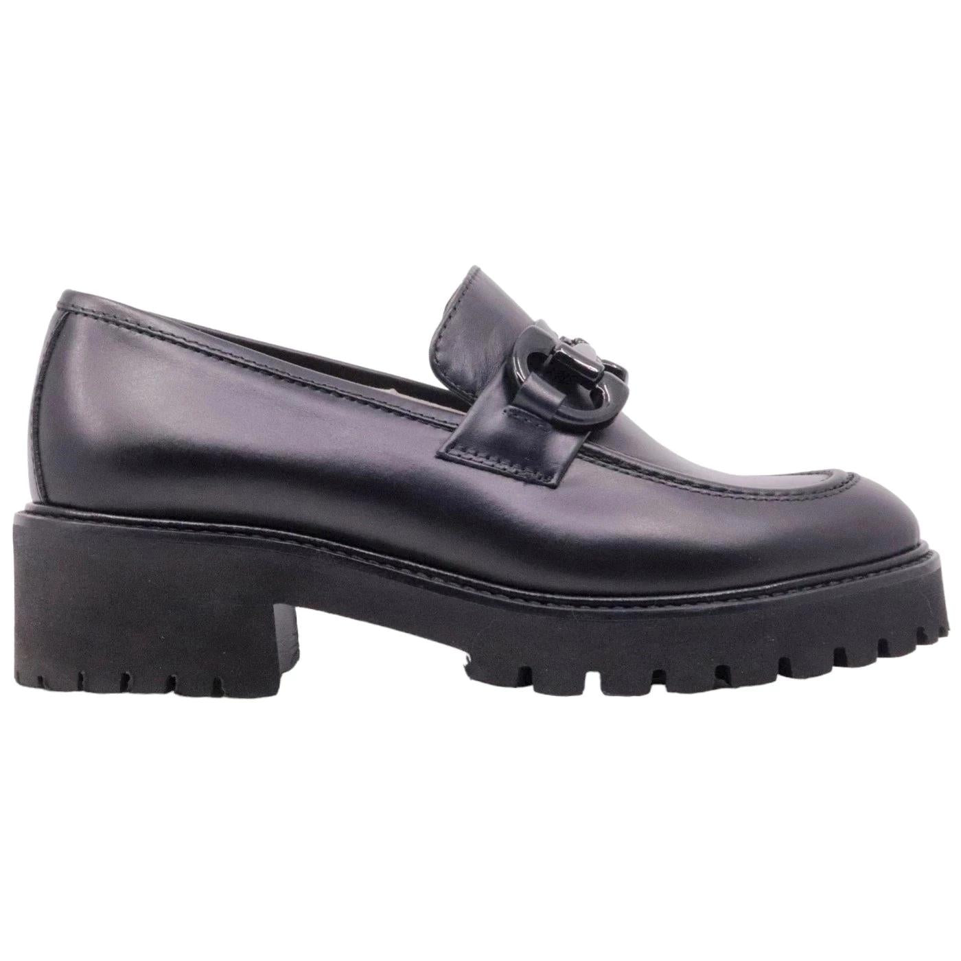 Le Briella Z800 mocassino donna in pelle nera con morsetto 