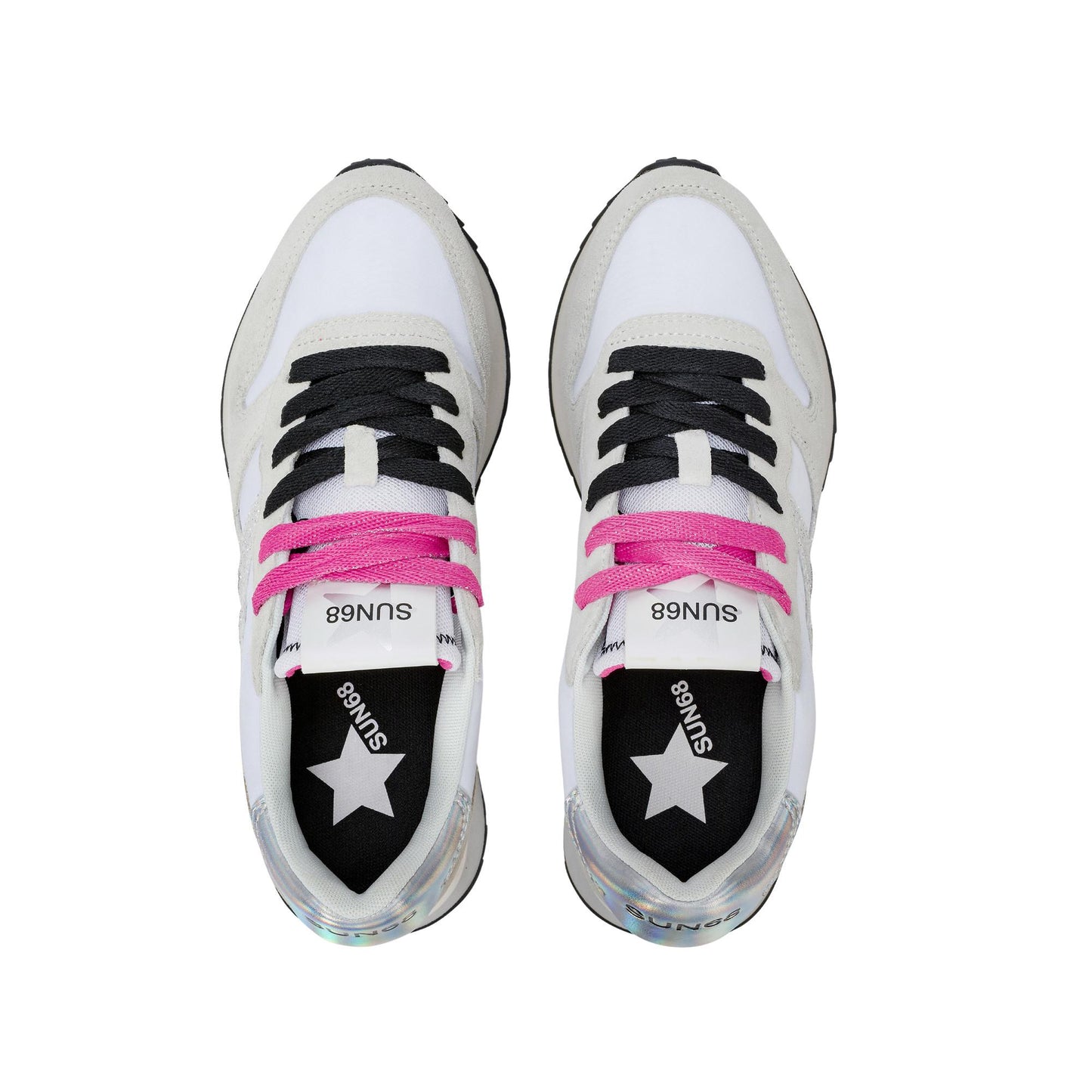 Sun68 Stargirl Glitter Z36214-01 sneaker donna in camoscio e nylon bianco 
