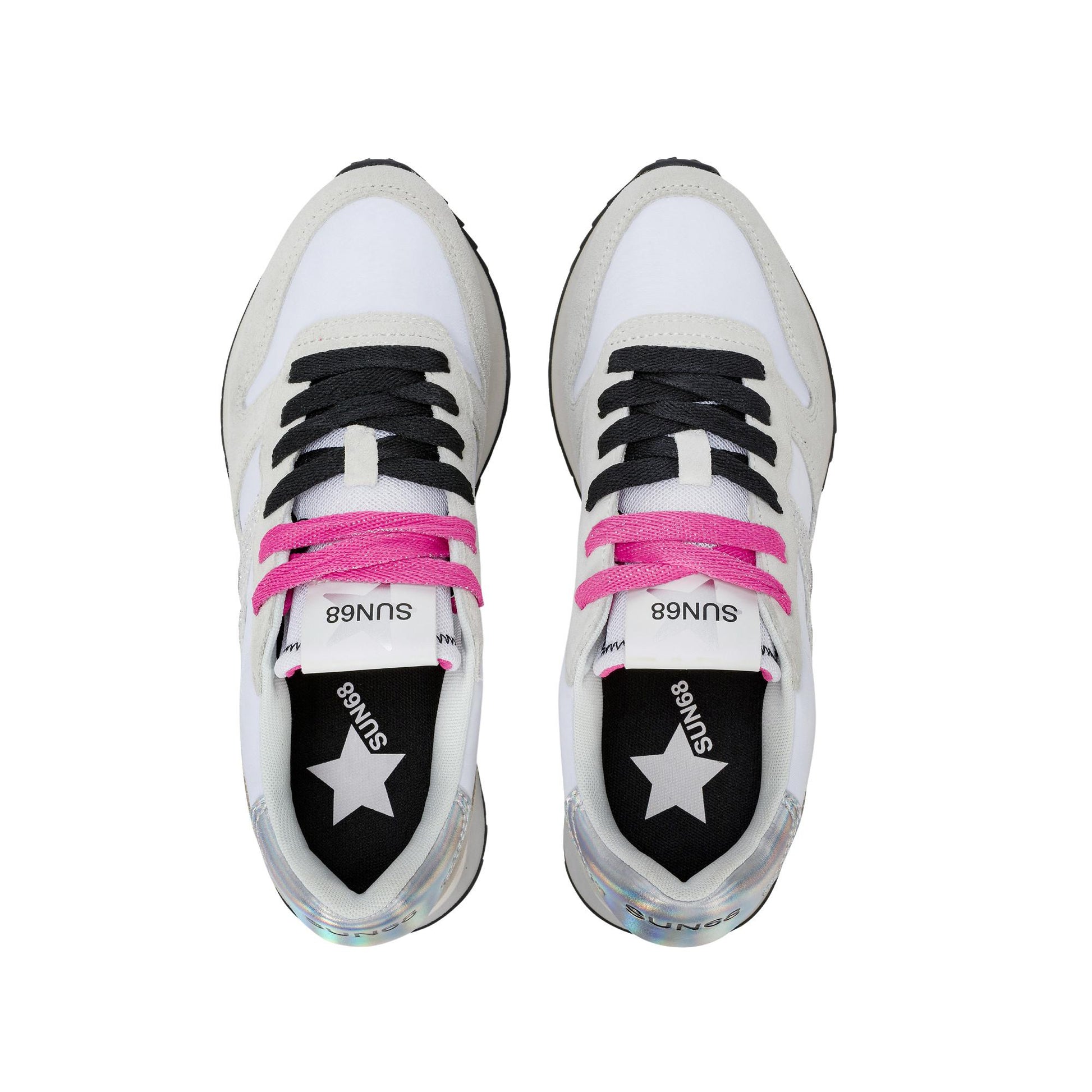 Sun68 Stargirl Glitter Z36214-01 sneaker donna in camoscio e nylon bianco 
