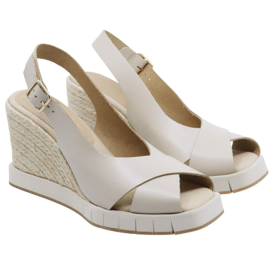 Sandalo zeppa Palomitas Wanda 27 4001 in pelle avorio 