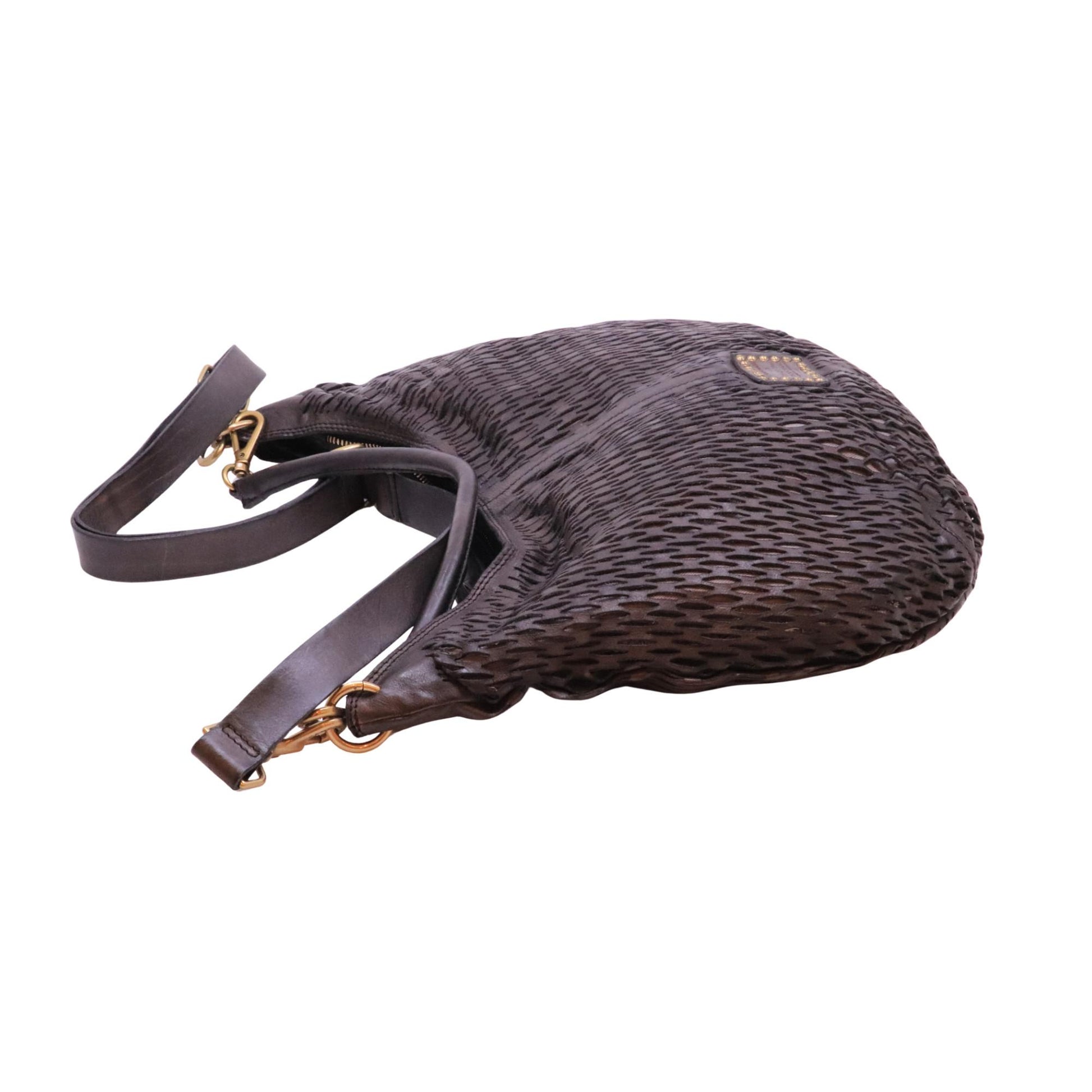 Campomaggi Anastasia L C044200 monospalla donna in pelle vacchetta laserata grigio Made in Italy 