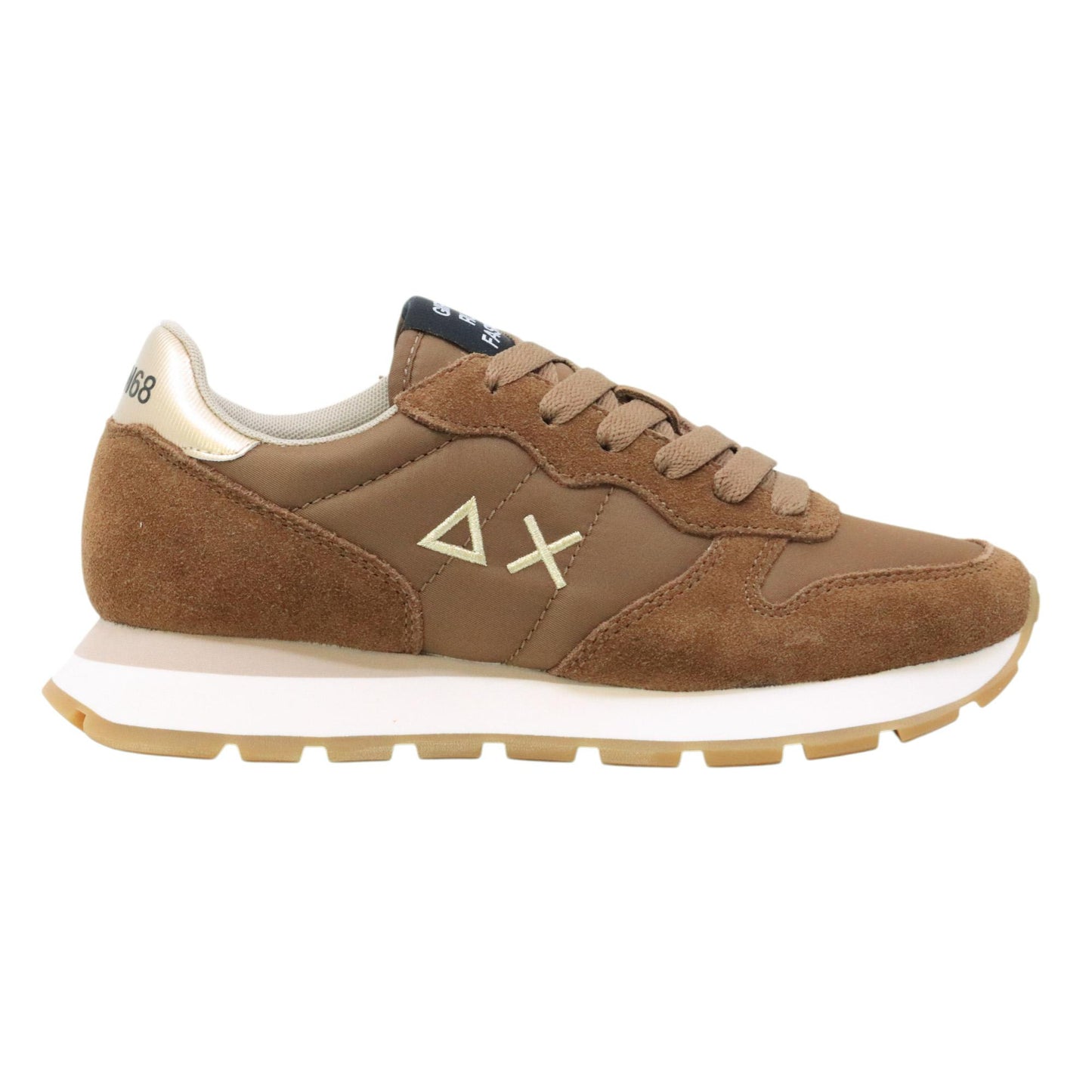 SUN68 Ally Gold Silver Z45202 sneaker donna in nylon e suede marrone 
