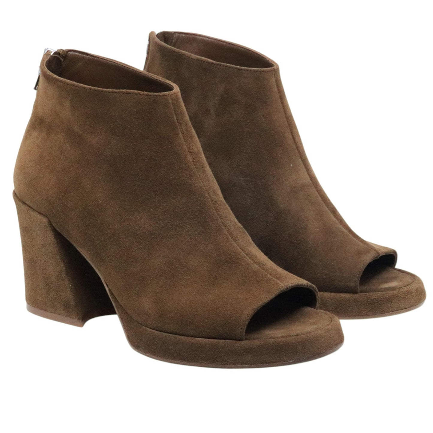 Stivaletto donna Curiositè 2735 in camoscio marrone con punta aperta 